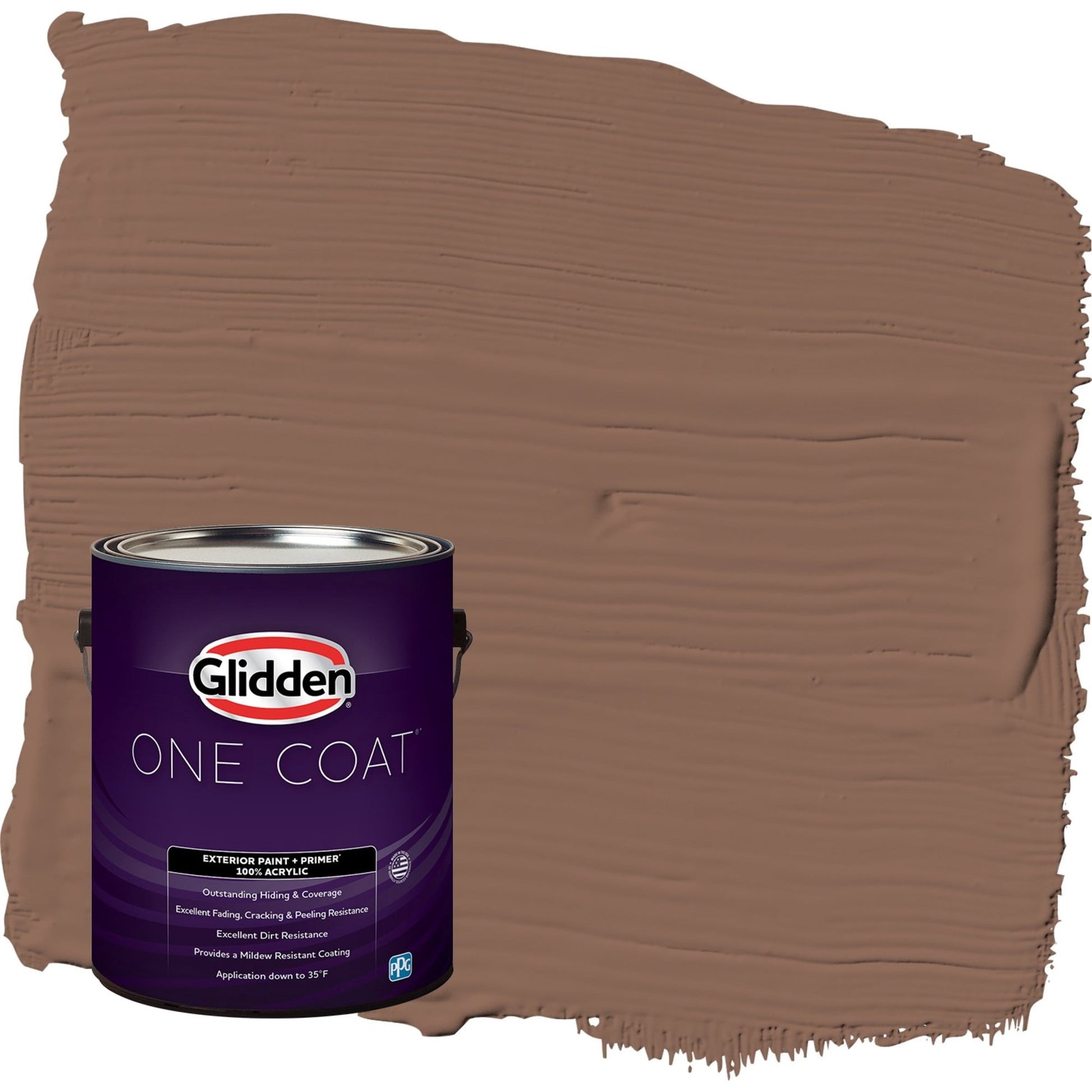 Glidden One Coat Suede Leather / Beige Satin Exterior Paint with Primer, 1 Gallon
