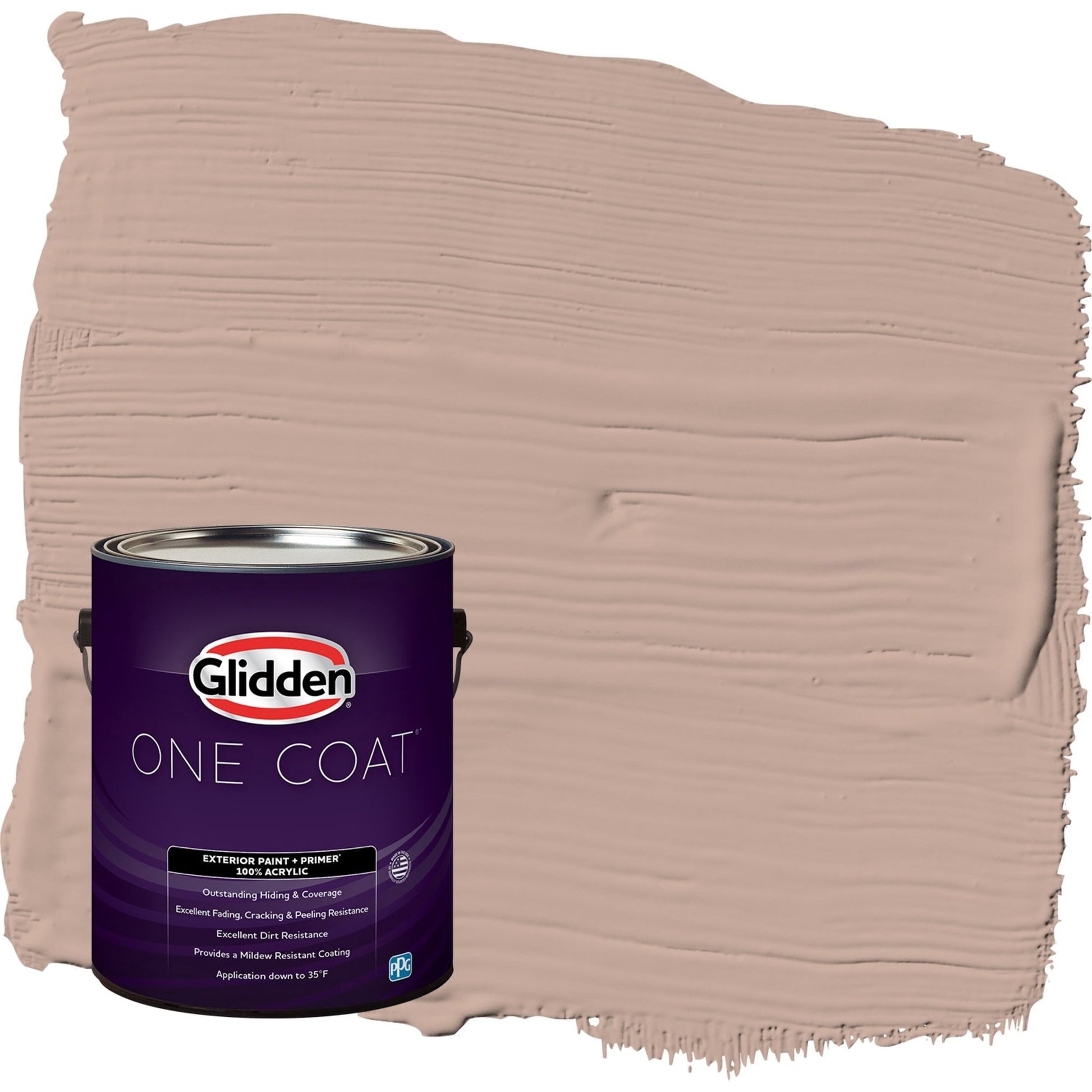Glidden One Coat Taupe Tapestry / Beige Satin Exterior Paint with Primer, 1 Gallon