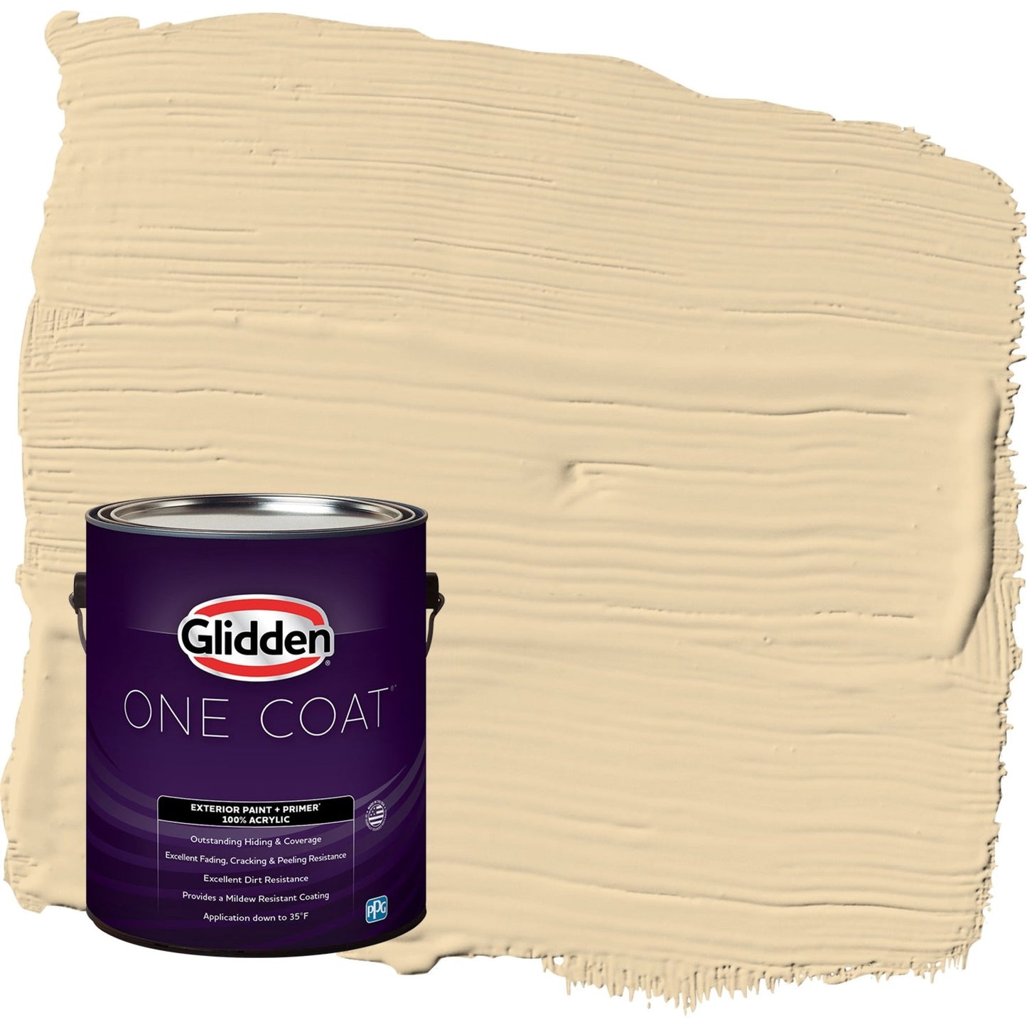 Glidden One Coat Tuscan Bread / Beige Flat Exterior Paint with Primer, 1 Gallon