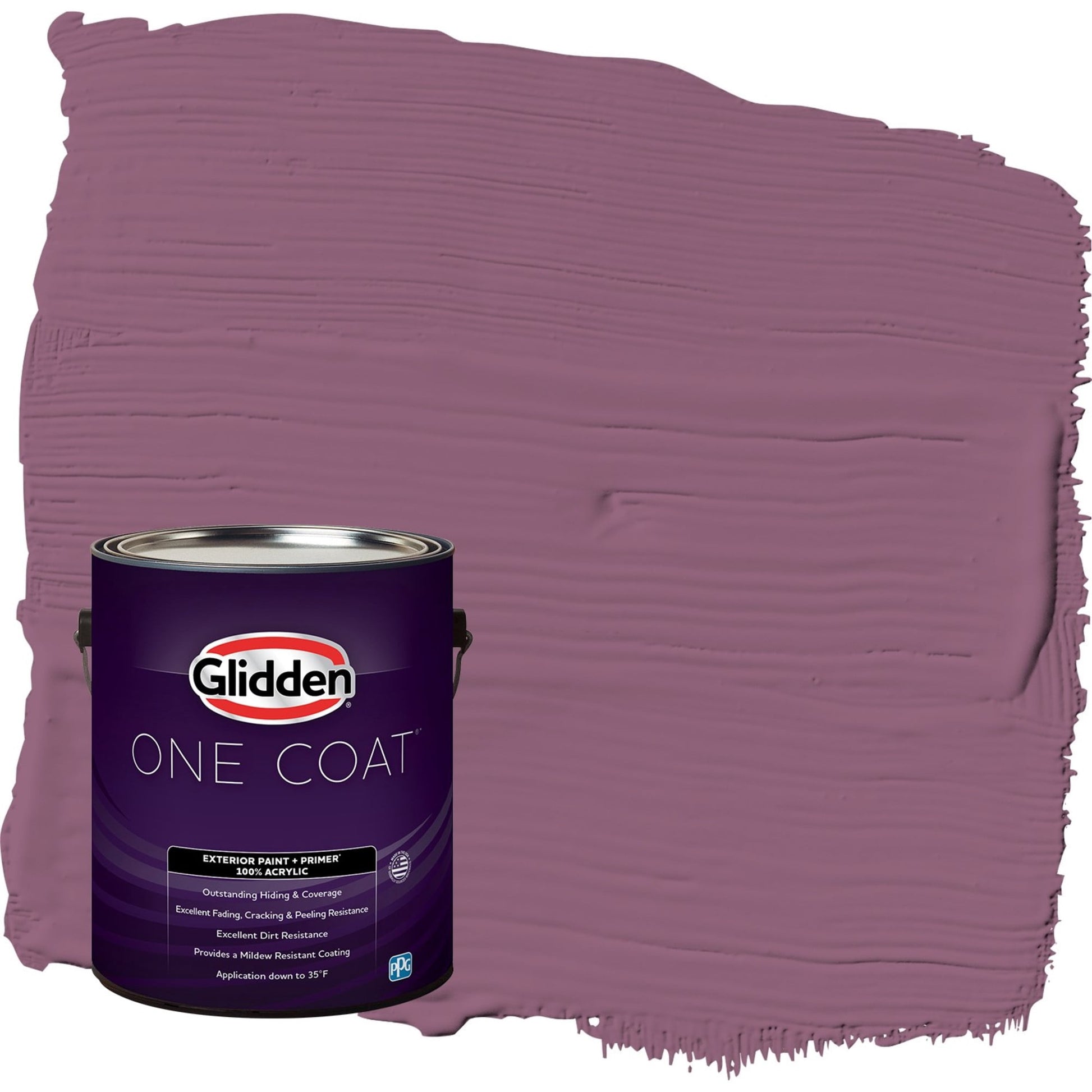 Glidden One Coat Victorian Plum / Purple Satin Exterior Paint with Primer, 1 Gallon