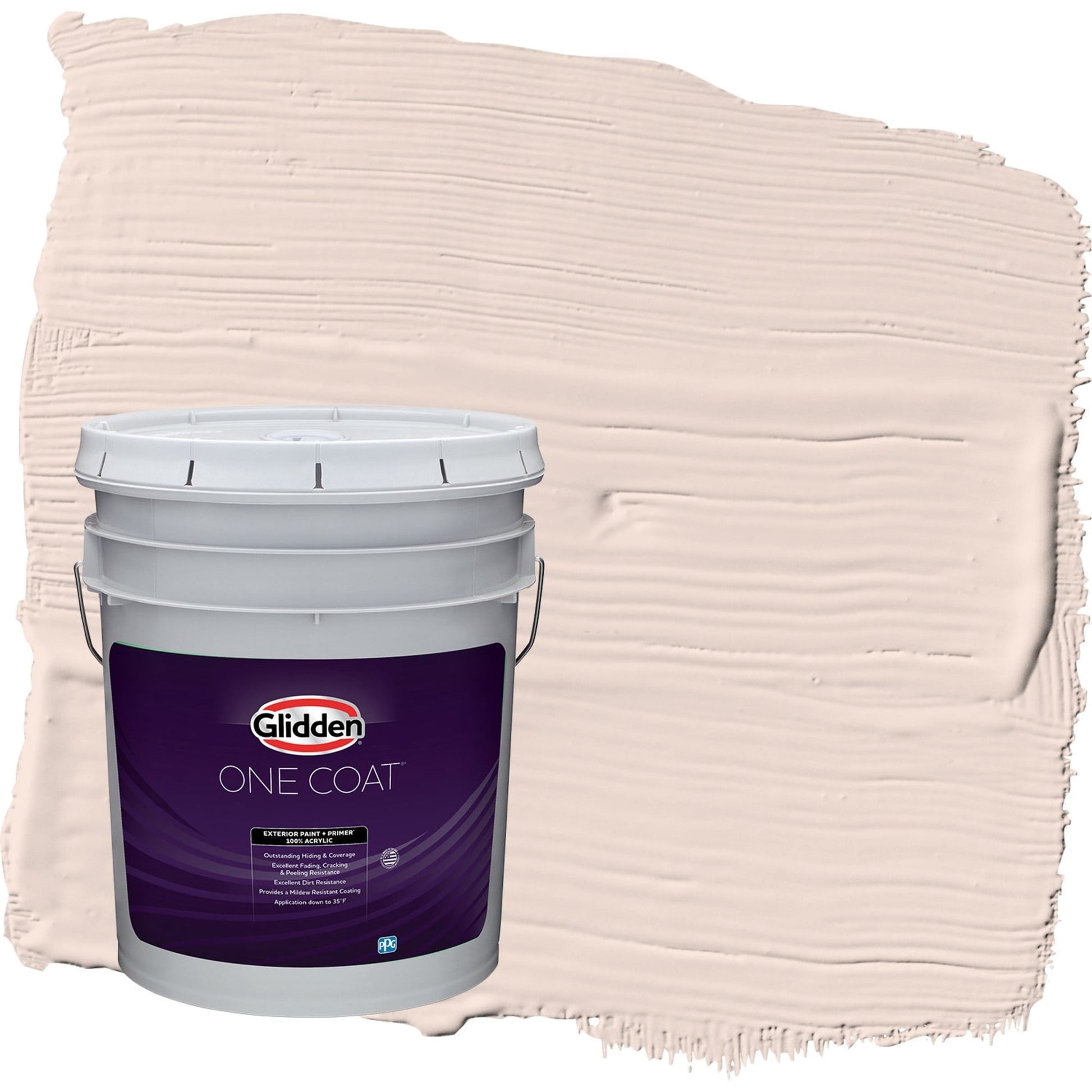 Glidden One Coat Winter Peach / Pink Flat Exterior Paint with Primer, 5 Gallon