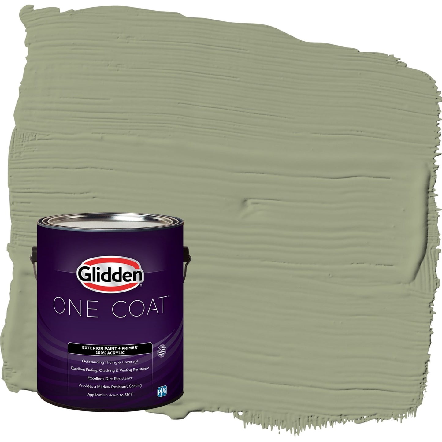 Glidden One Coat Zebra Grass / Green Satin Exterior Paint with Primer, 1 Gallon