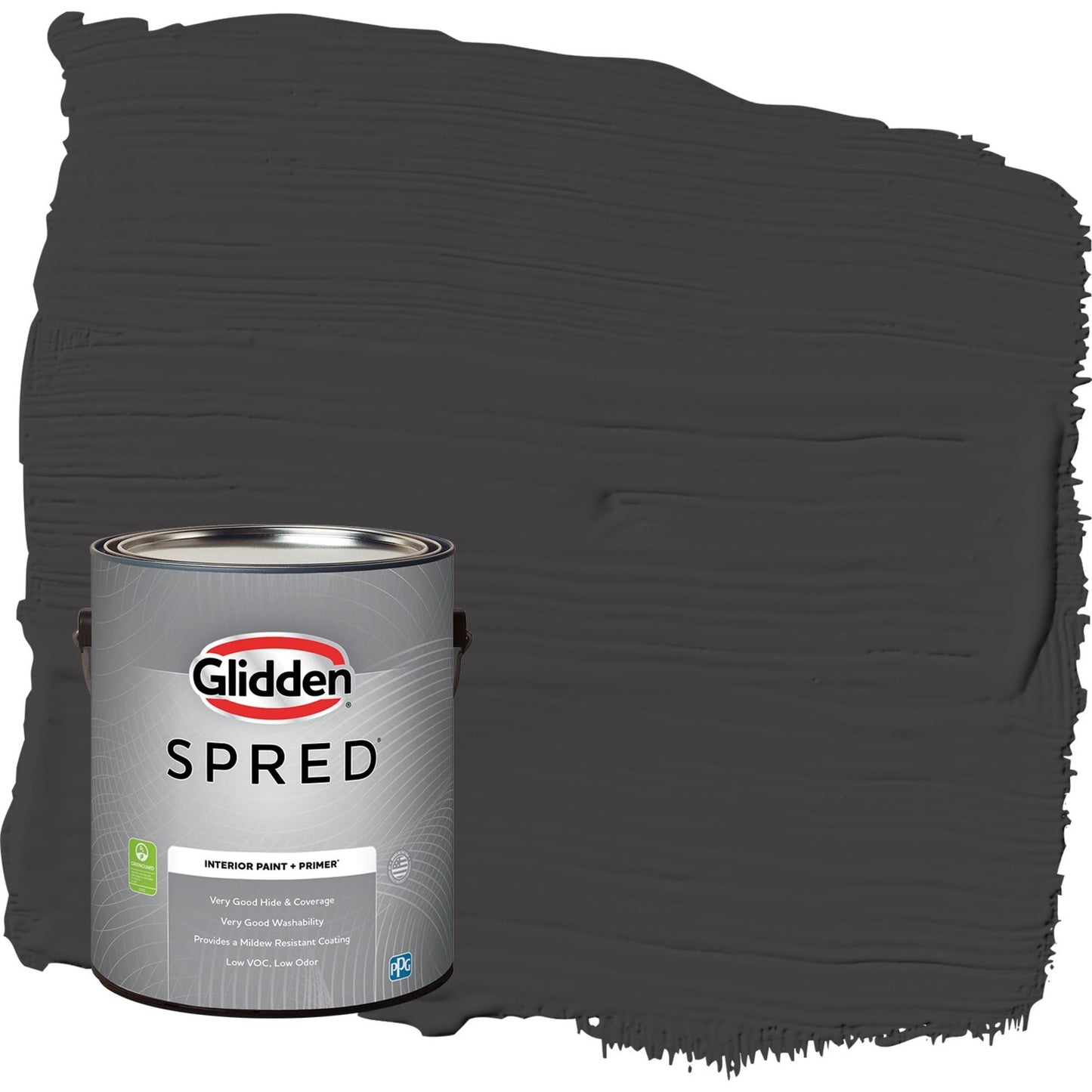 Glidden Spred Black Magic / Black Semi-Gloss Interior Paint with Primer, 1 Gallon