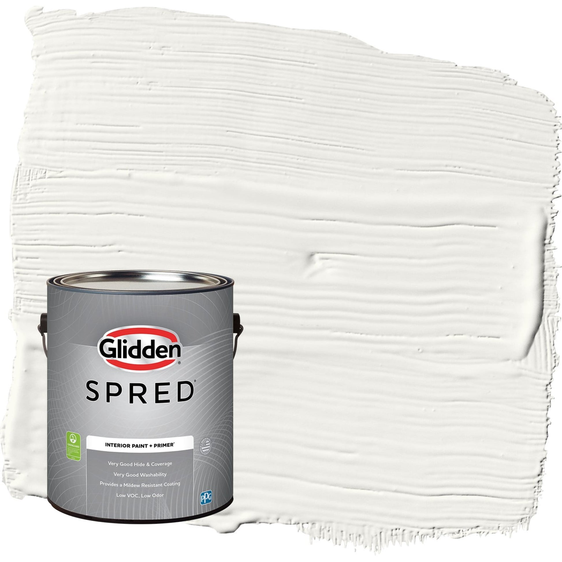Glidden Spred Commercial White / White Semi-Gloss Interior Paint with Primer, 1 Gallon