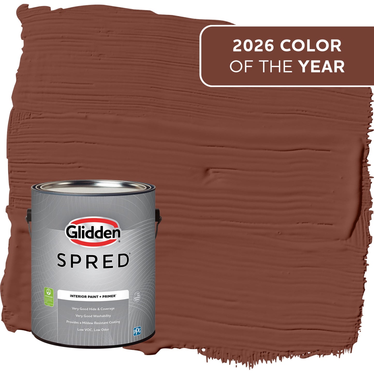Glidden Spred Warm Mahogany / Red, Eggshell Interior Paint with Primer, 1 Gallon