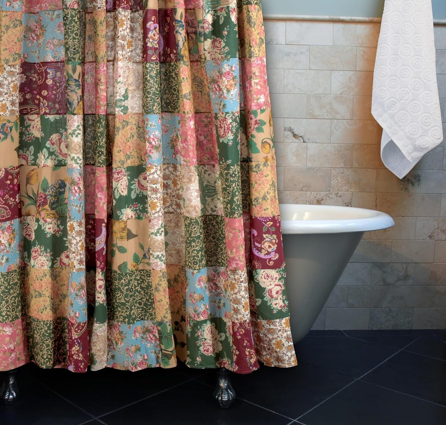 Greenland Home Fashions Antique Chic 100% Cotton Authentic Patchwork Shower Curtain, 72" x 72"