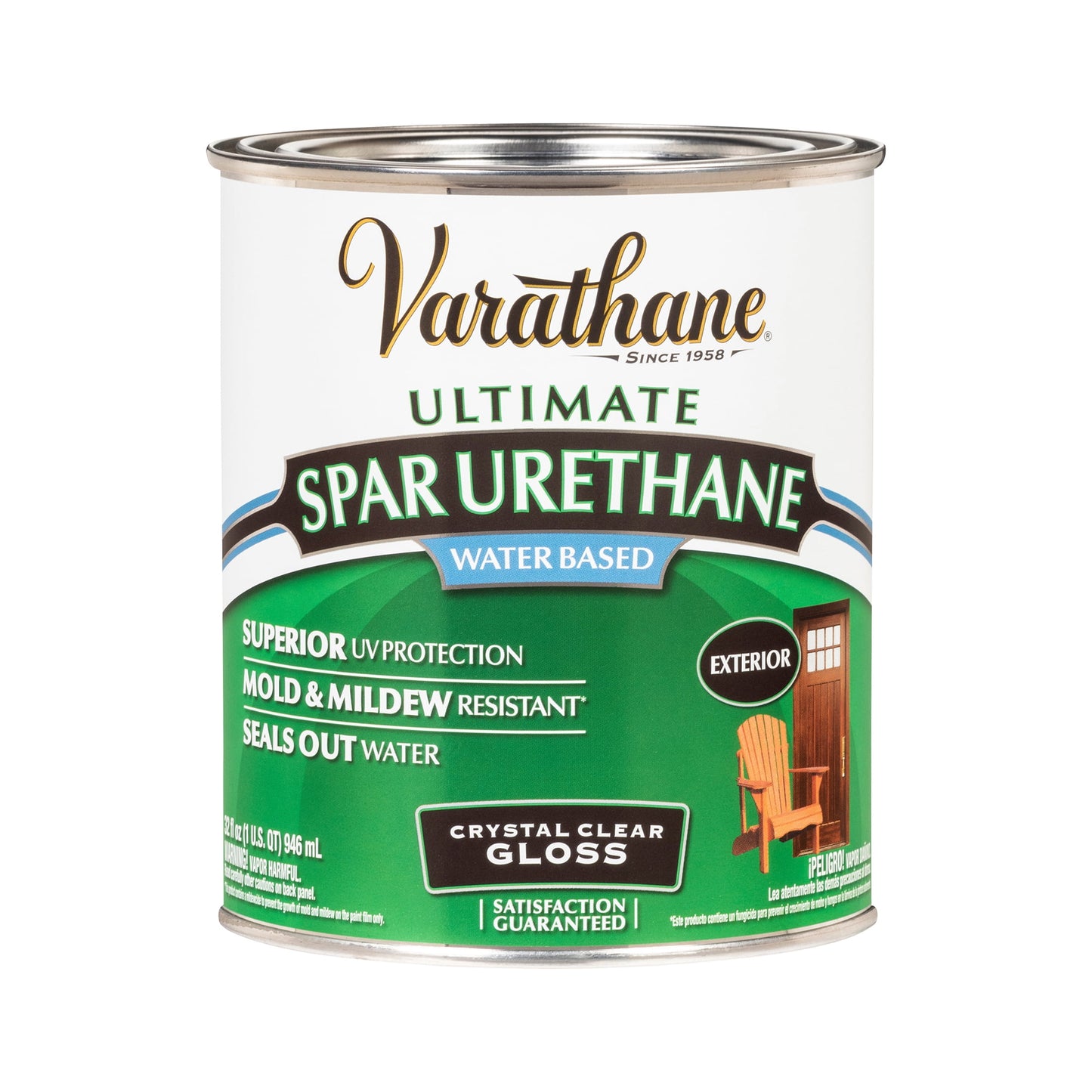 Clear, Varathane Ultimate Water-Based Spar Urethane, Gloss-250041H, Quart