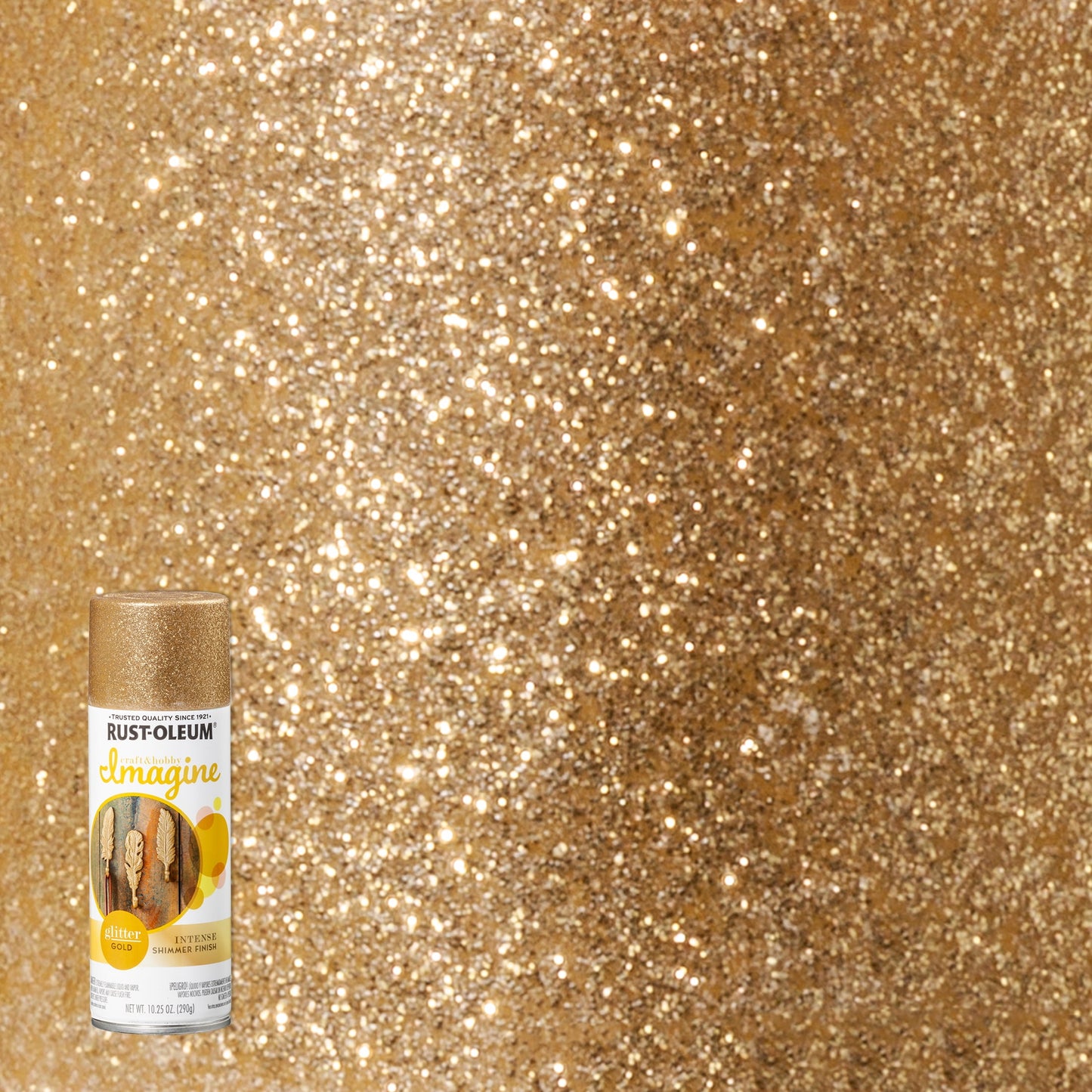 4 Pack, Gold, Rust-Oleum Craft & Hobby Imagine Glitter Spray Paint- 345701, 10.25 oz.
