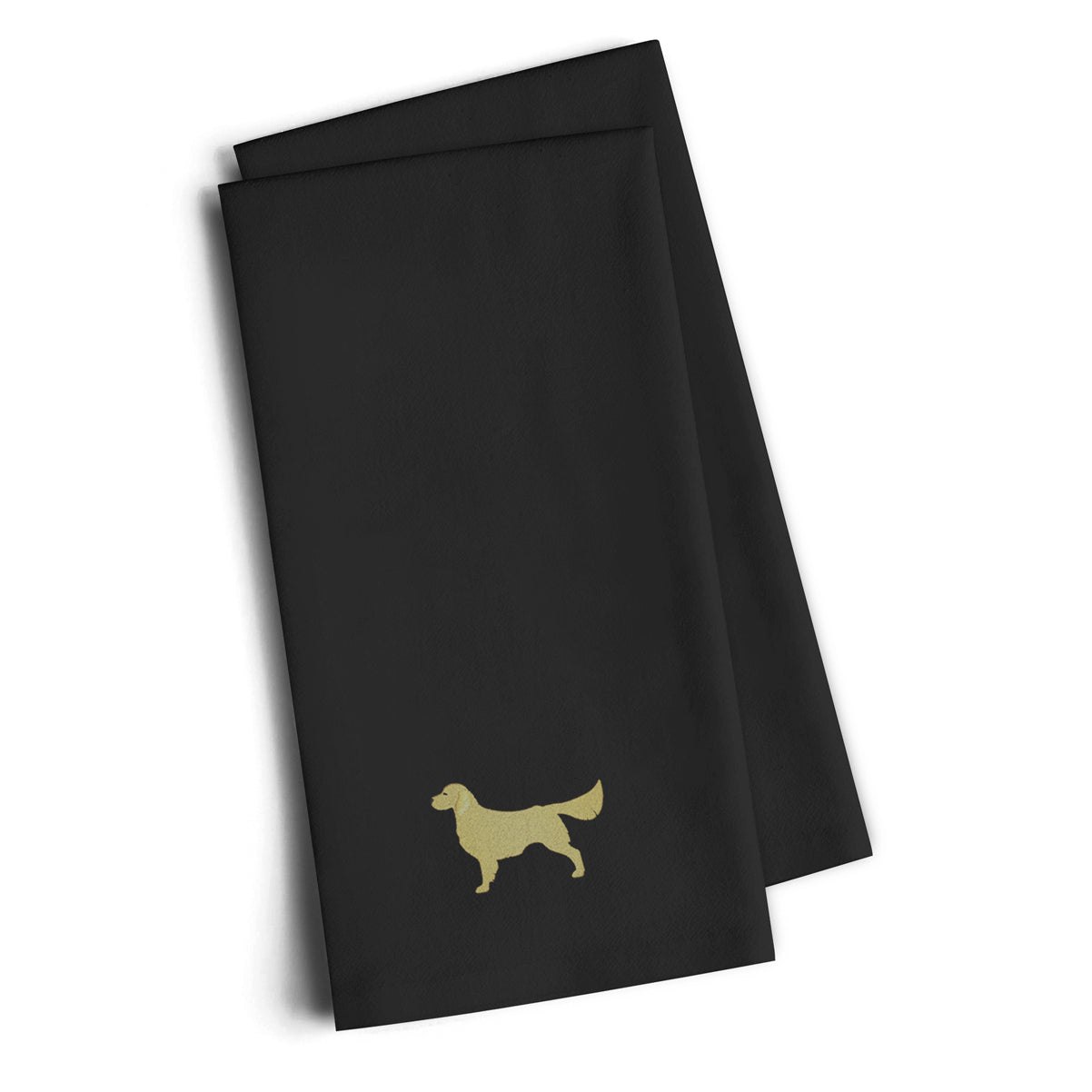 Golden Retriever Black Embroidered Towel Set of 2
