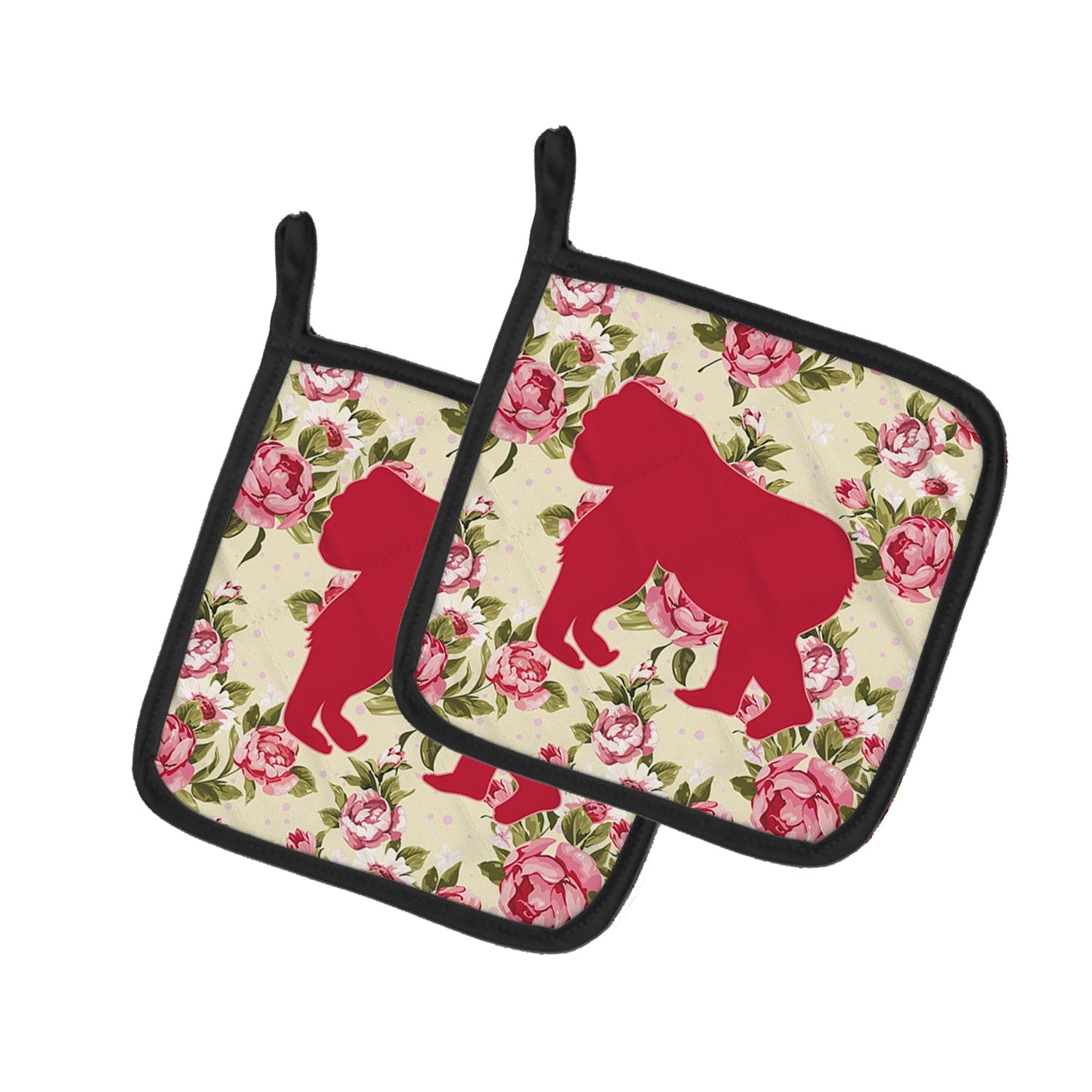 Gorilla Shabby Chic Yellow Roses Pair of Pot Holders