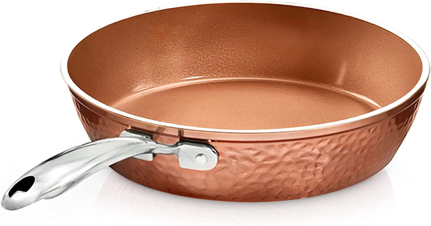 Gotham Steel Hammered Nonstick Frying Pan 9.5" inch Skillet Cooking Pan Oven Safe Induction Copper