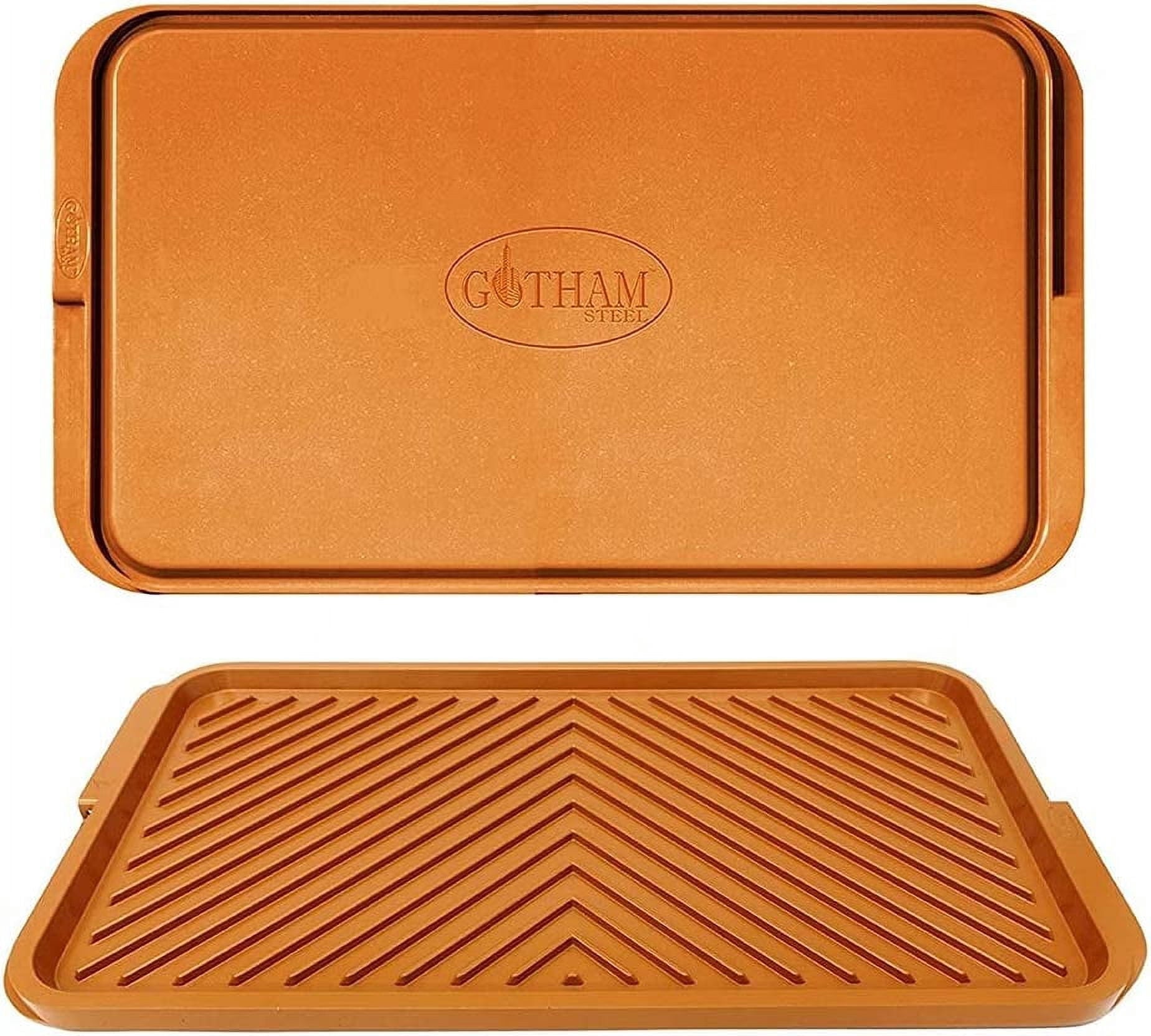 Gotham Steel XL Grill Griddle Pan 22" Reversible Nonstick Ceramic Flat Top Stovetop Cooking Camping Pan Copper