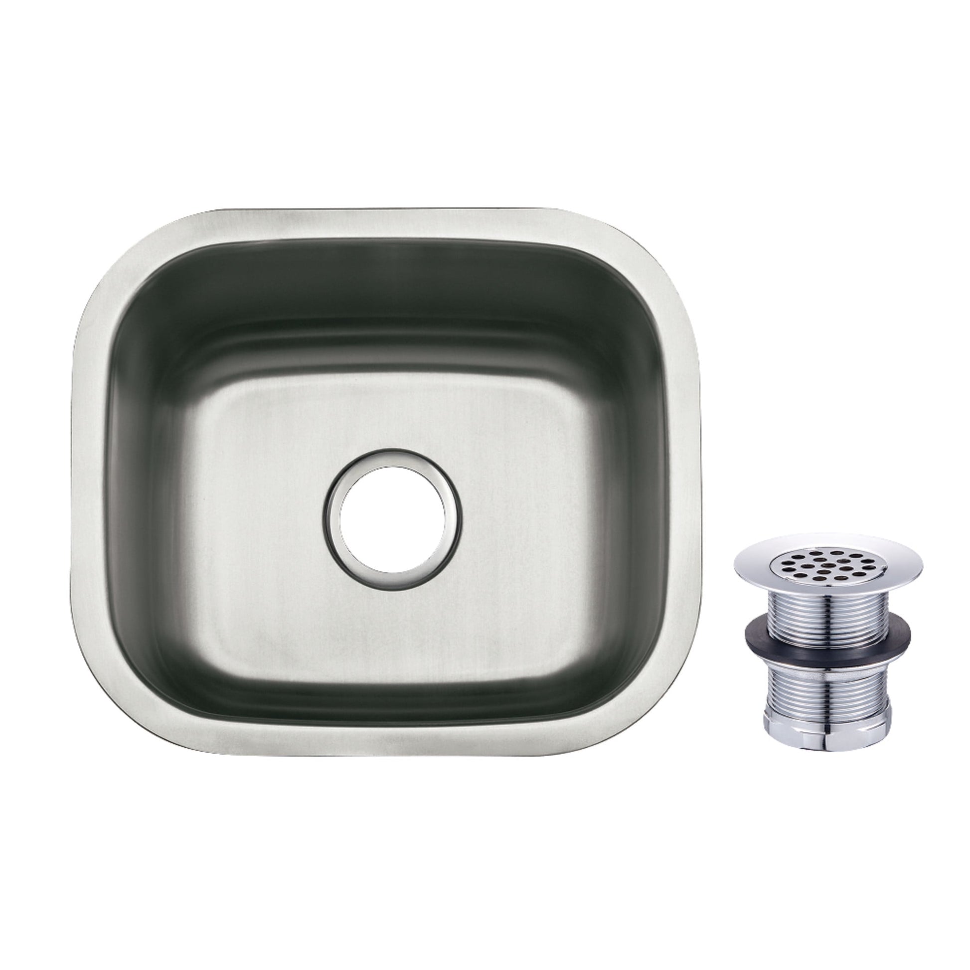 Gourmetier Loft KGKUS161681 16" Stainless Steel Self-Rimming Single Bowl Undermount Bar Prep Sink, Stainless Steel/Polished Chrome