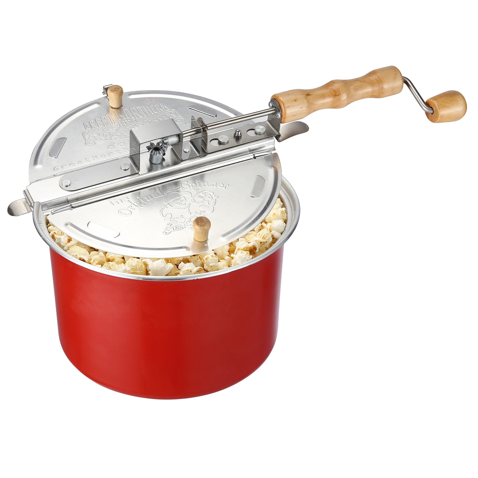 Great Northern Popcorn 6.5QT Stovetop Popcorn Maker with Stirrer, Red