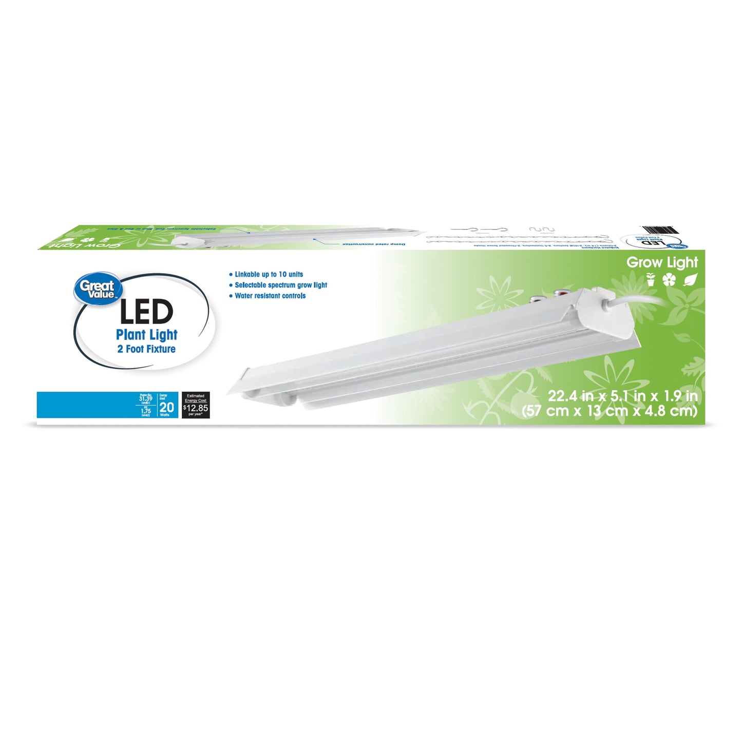 Great Value 2ft Selectable Spectrum LED Grow Light, 20W, Linkable