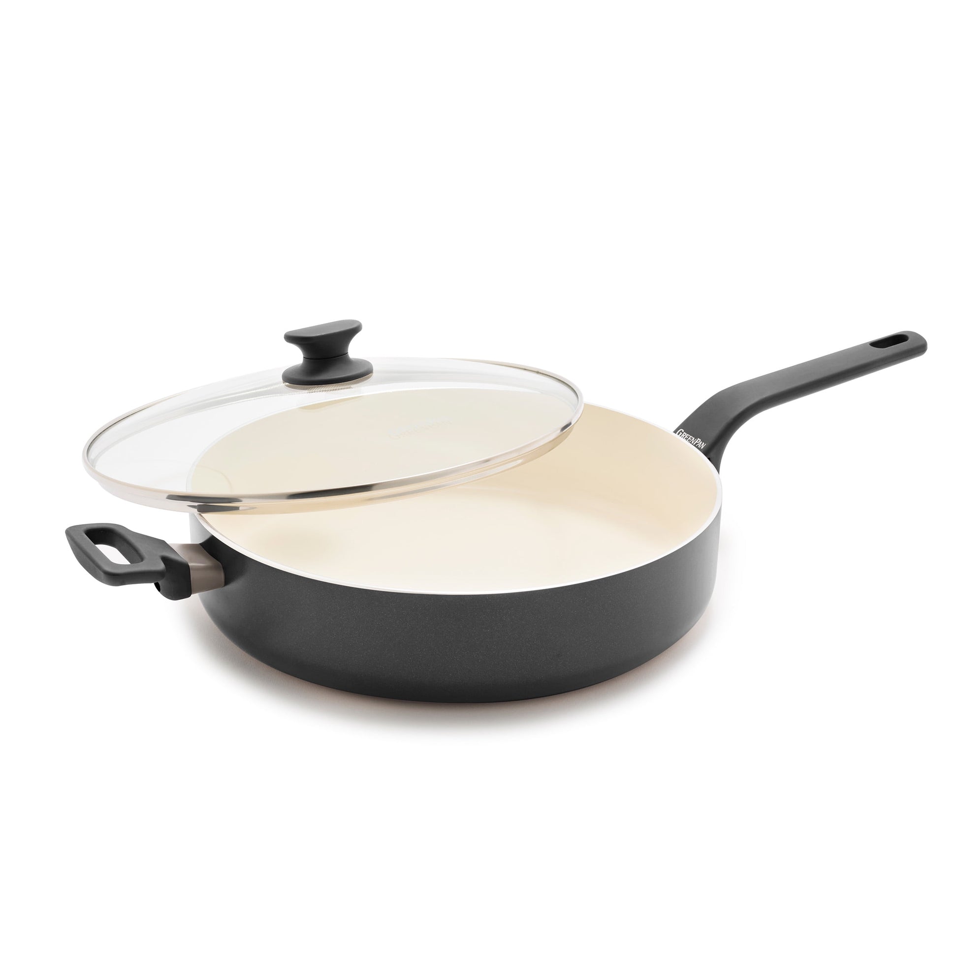 GreenPan Essence 5QT Jumbo Ceramic Nonstick SautÃ© Pan with Lid, Oven Safe, Dishwasher Safe, Grayâ€‹