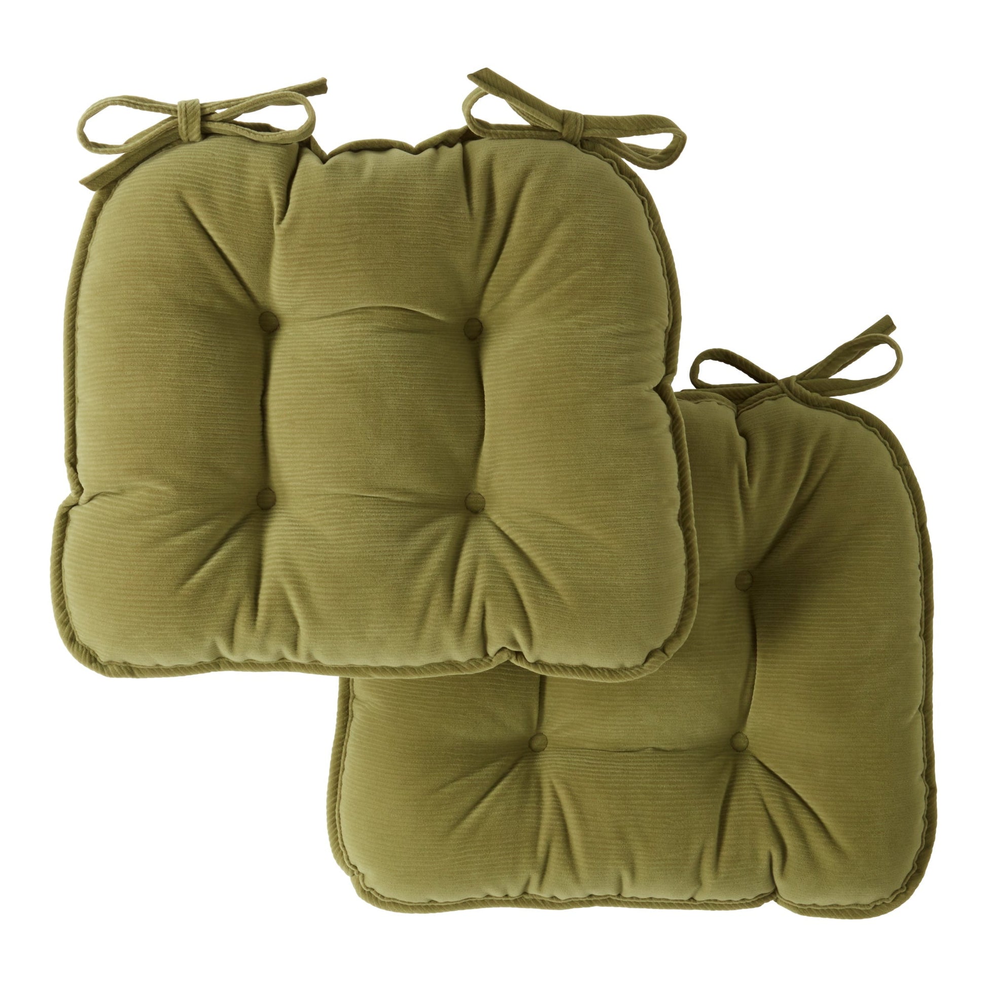 Greendale Home Fashions Indoor Reversible Corduroy Chair Pad (2-Pack), Olive