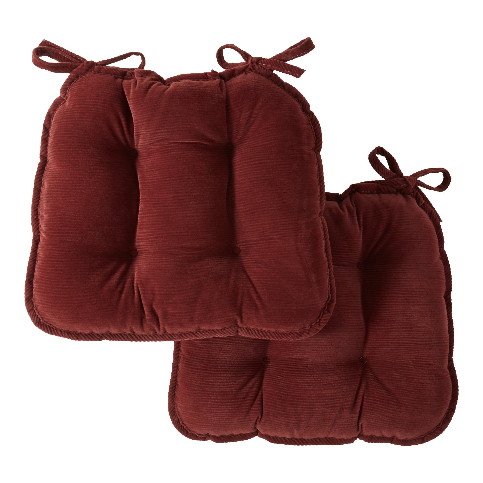 Greendale Home Fashions Indoor Reversible Corduroy Chair Pad (2-Pack), Wine