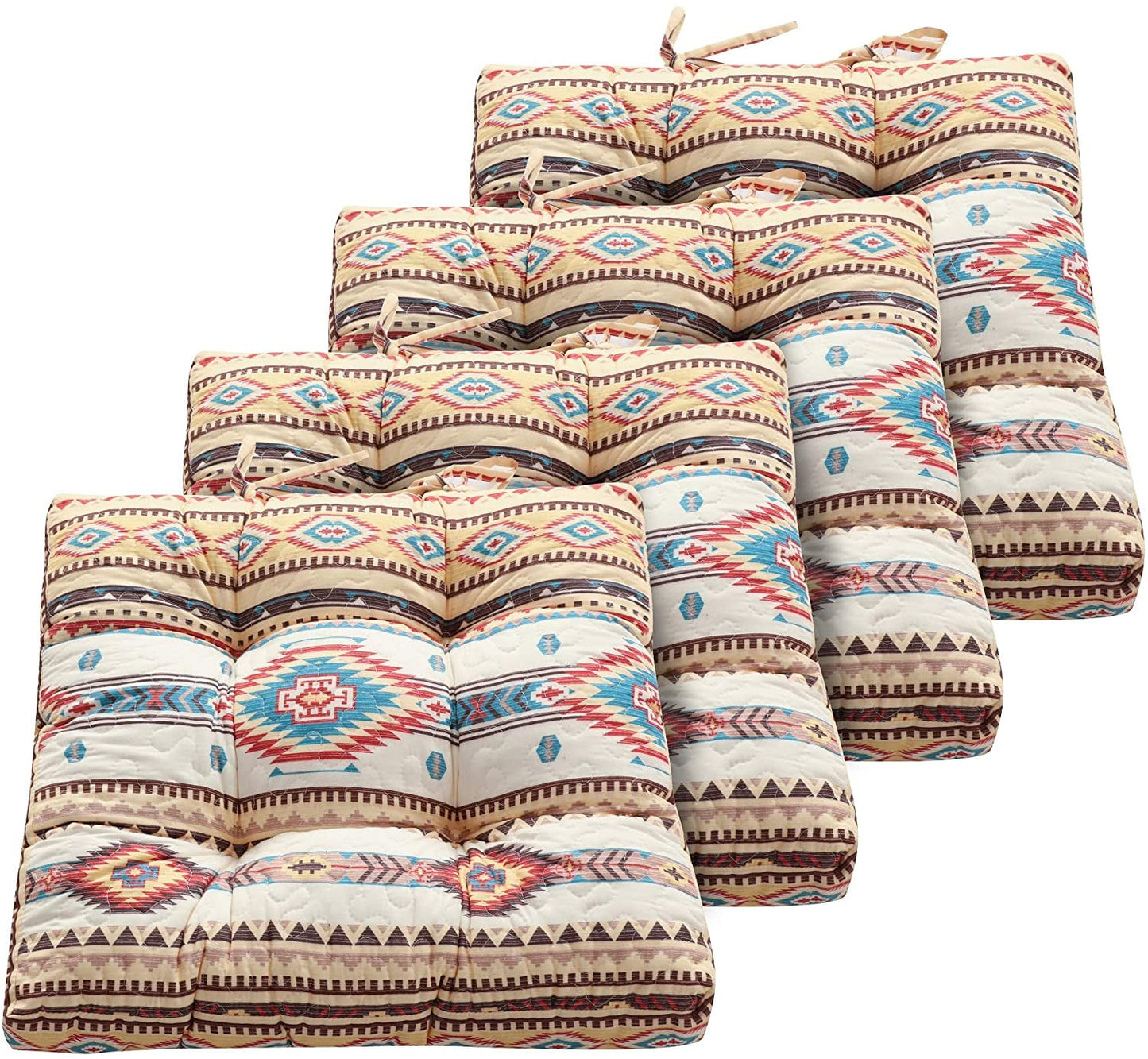 Greenland Home Barefoot Bungalow Triple-Layered Chair Pad - Seat Cushion - Phoenix - Set of 4