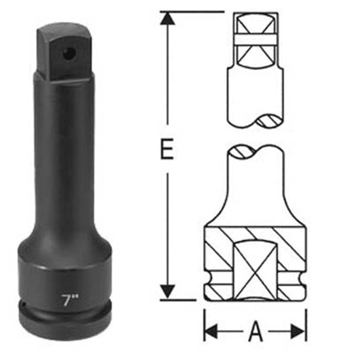 Grey Pneumatic 4010EL 1" Drive x 10" Extension w/ Locking Pin