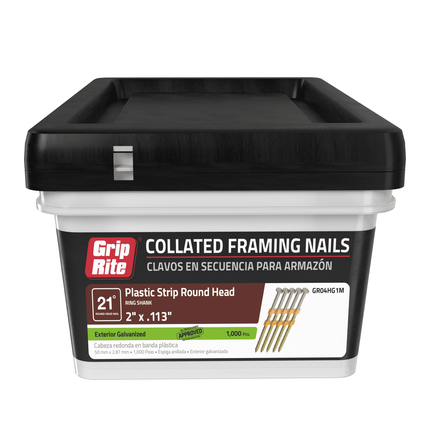 Grip-Rite 21O Plastic 2" X .113 HG Ring 1M Framing Nail
