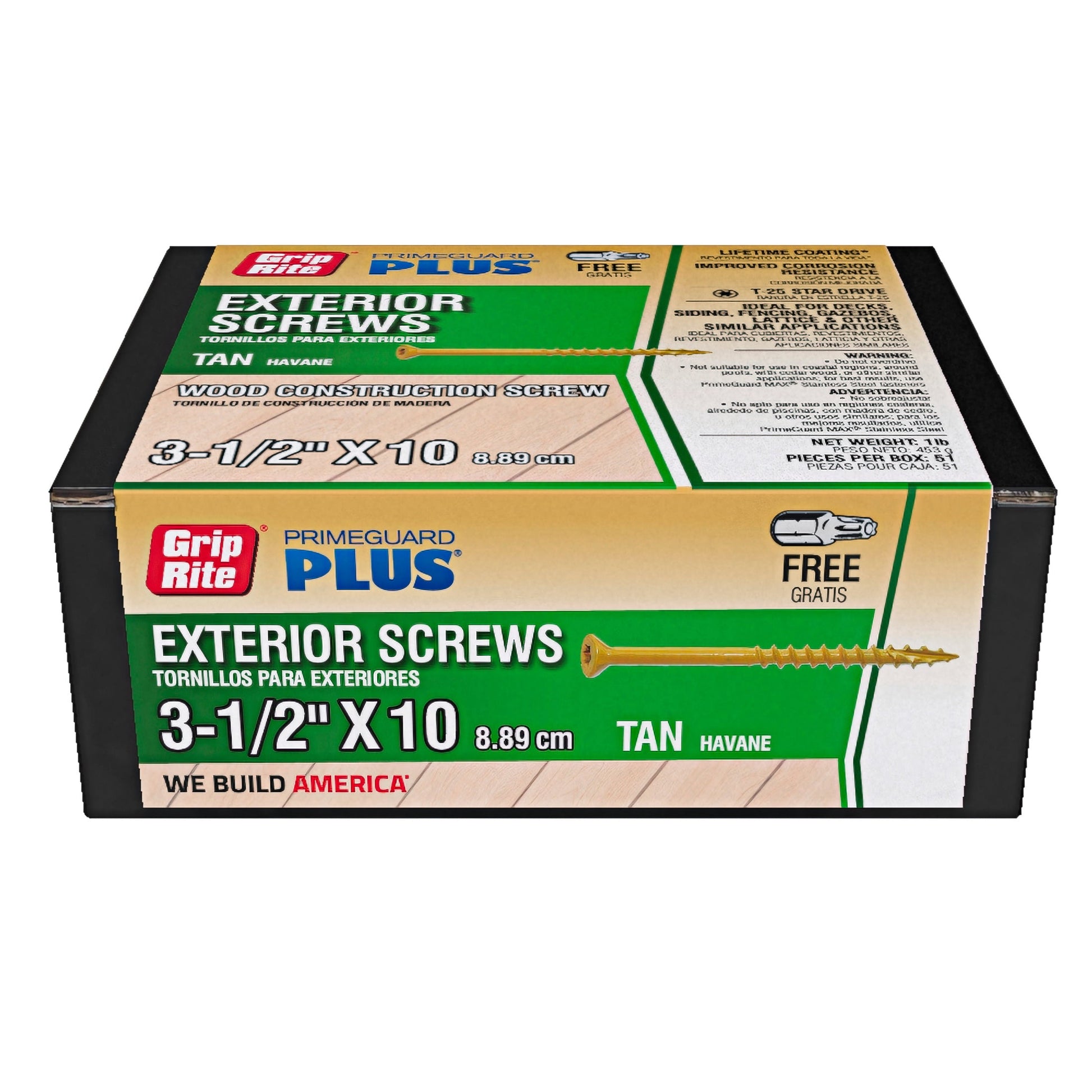Grip-Rite PrimeGuard Plus #10 x 3-1/2 in. Tan Wood to Wood Deck Screw 1lb.