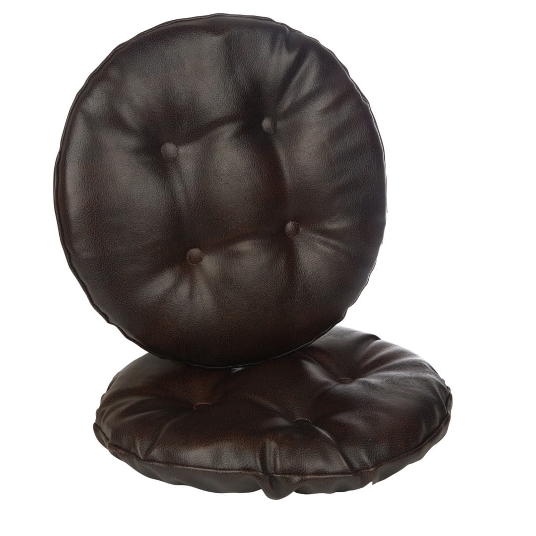 Gripper Faux Leather 14" x 14" Non-Slip Tufted Barstool Cushions, 2 Count