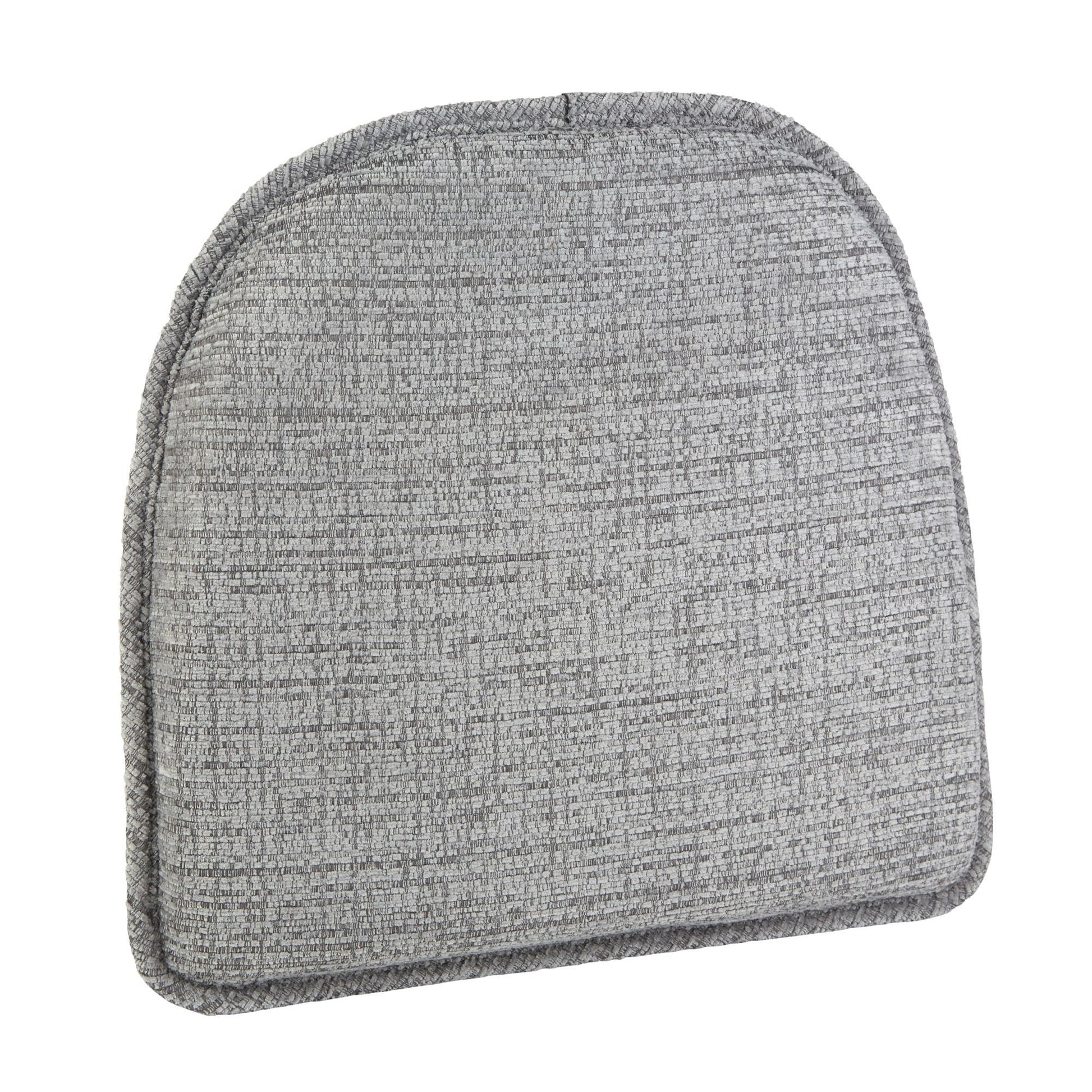 Gripper Non Slip 15" x 16" Kendall Nickel Gray Chenille Chair Cushions, Set of 2