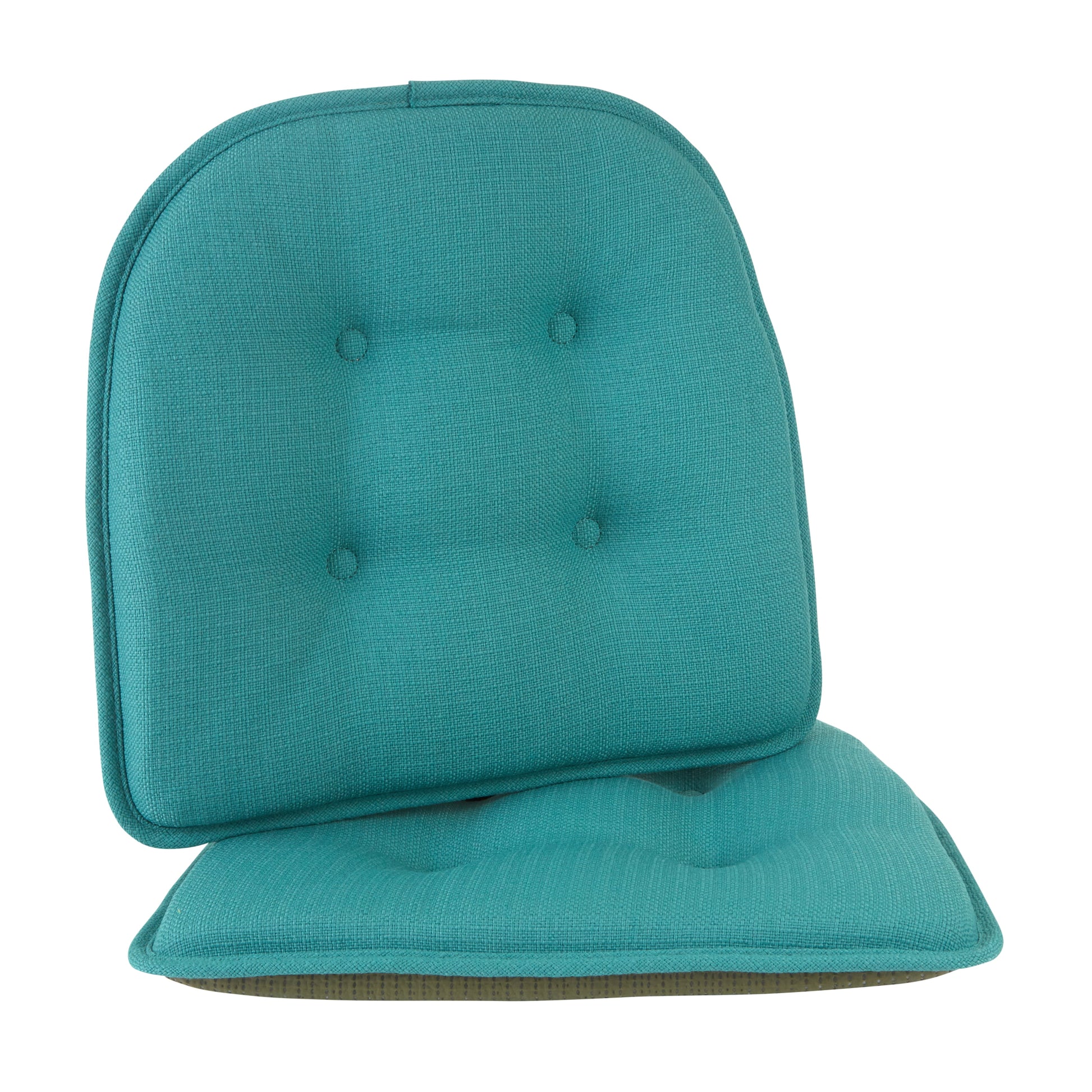 Gripper Non-Slip 15" x 16" Omega Tufted Chair Cushions, Set of 2, Teal