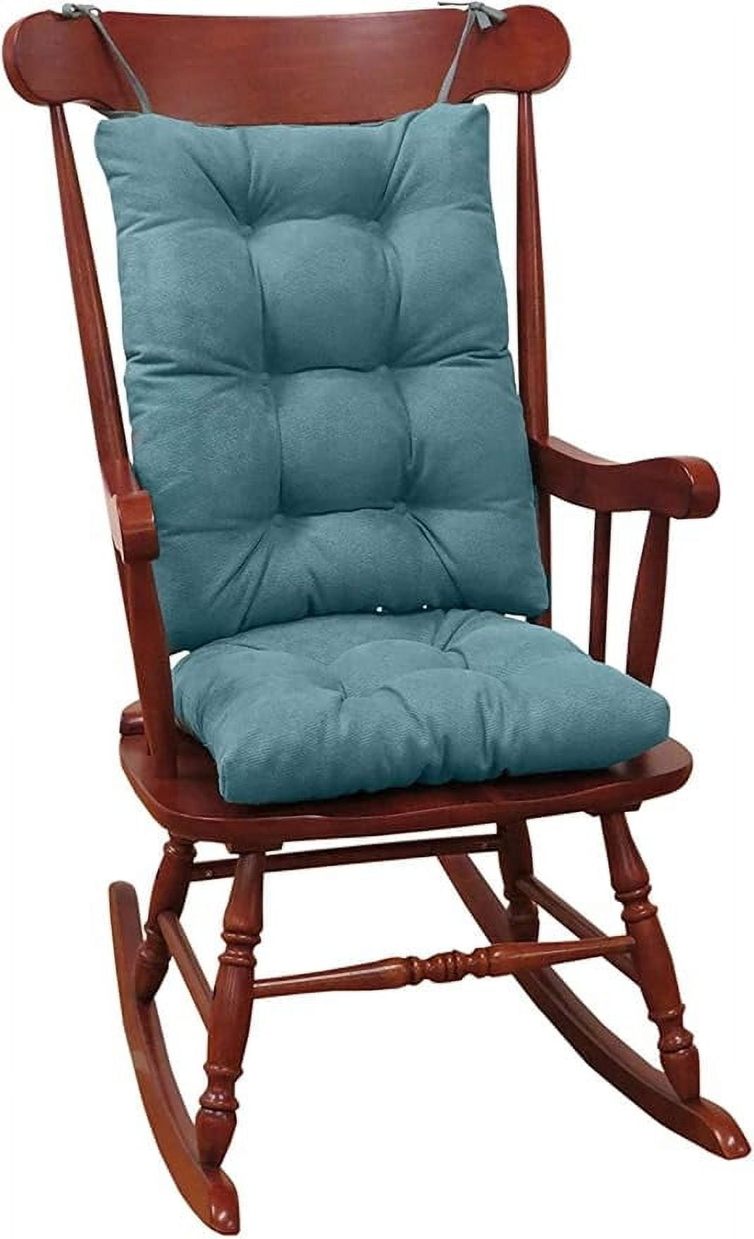The Gripper Non-Slip Rocking Chair Cushion Set with Thick Padding and Tufted Design, Includes Seat Pad & Back Pillow with Ties, 17x17 Inches, 2 Piece Set, Marine