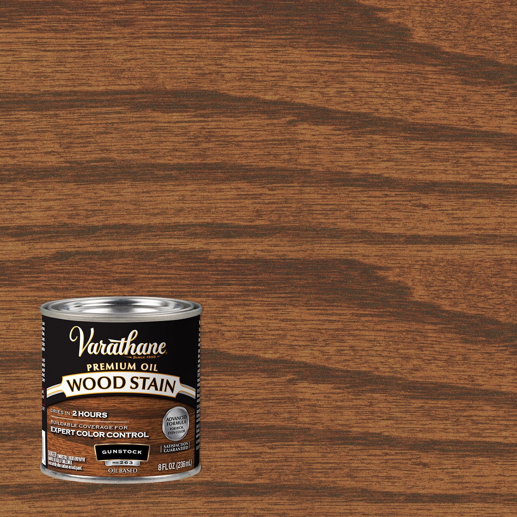 4 Pack, Gunstock, Varathane Premium Oil-Based Interior Wood Stain-211805, Half Pint