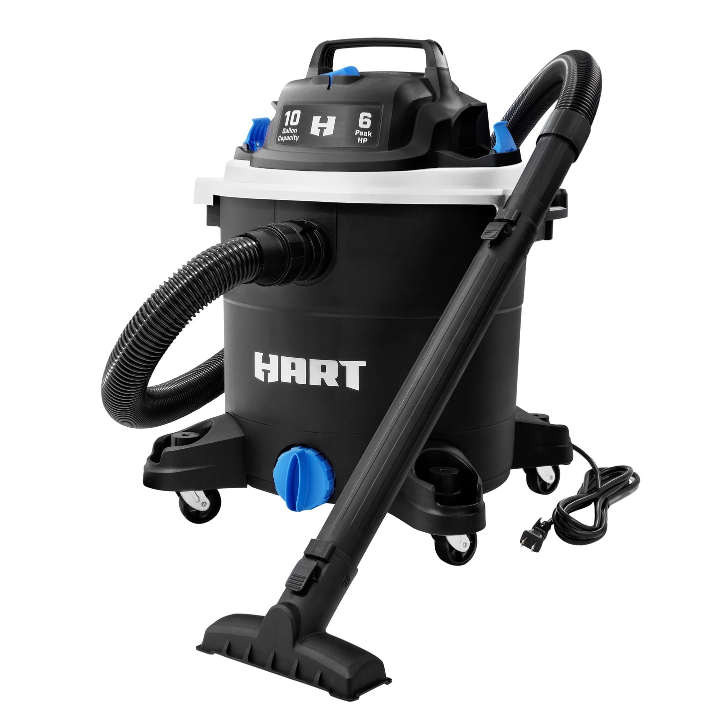 HART VOC1012PF 3703 10 Gallon 6 Peak HP Poly Wet/Dry Vacuum with Locking Accessories