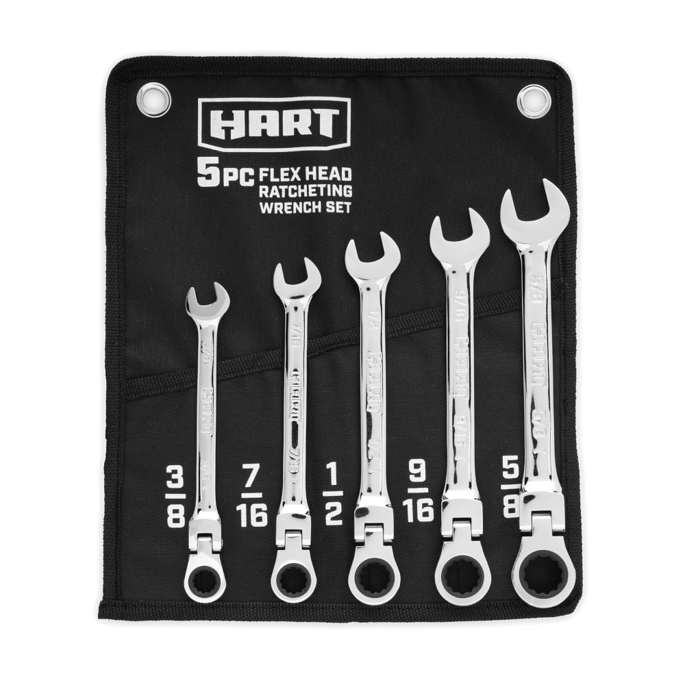 HART 5 Piece Flex Head Ratcheting Wrench Set SAE, New Condition