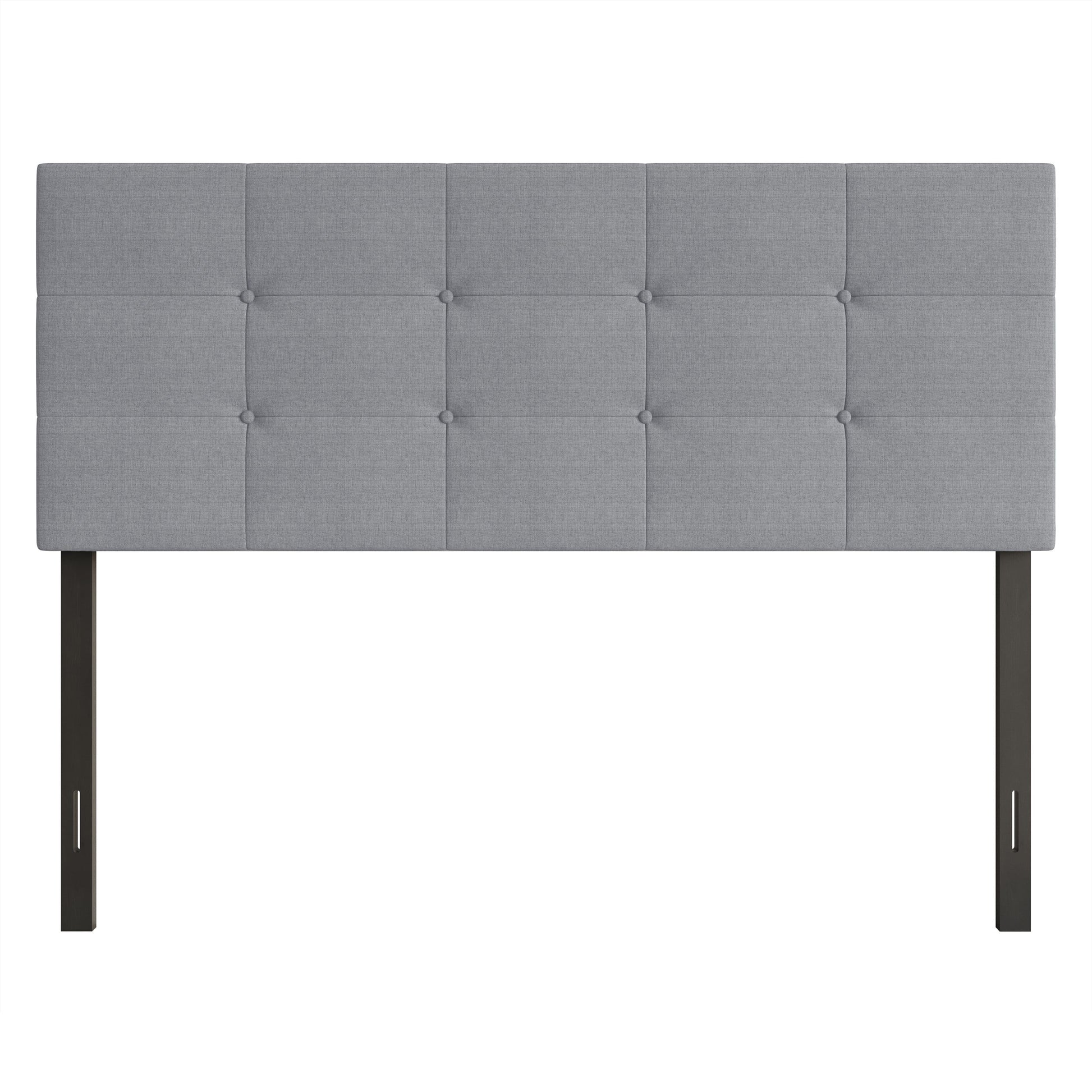 Home Design Gina Queen Tufted Upholstered Headboard with Button Tufts and Adjustable Height, Gray, Easy assembly