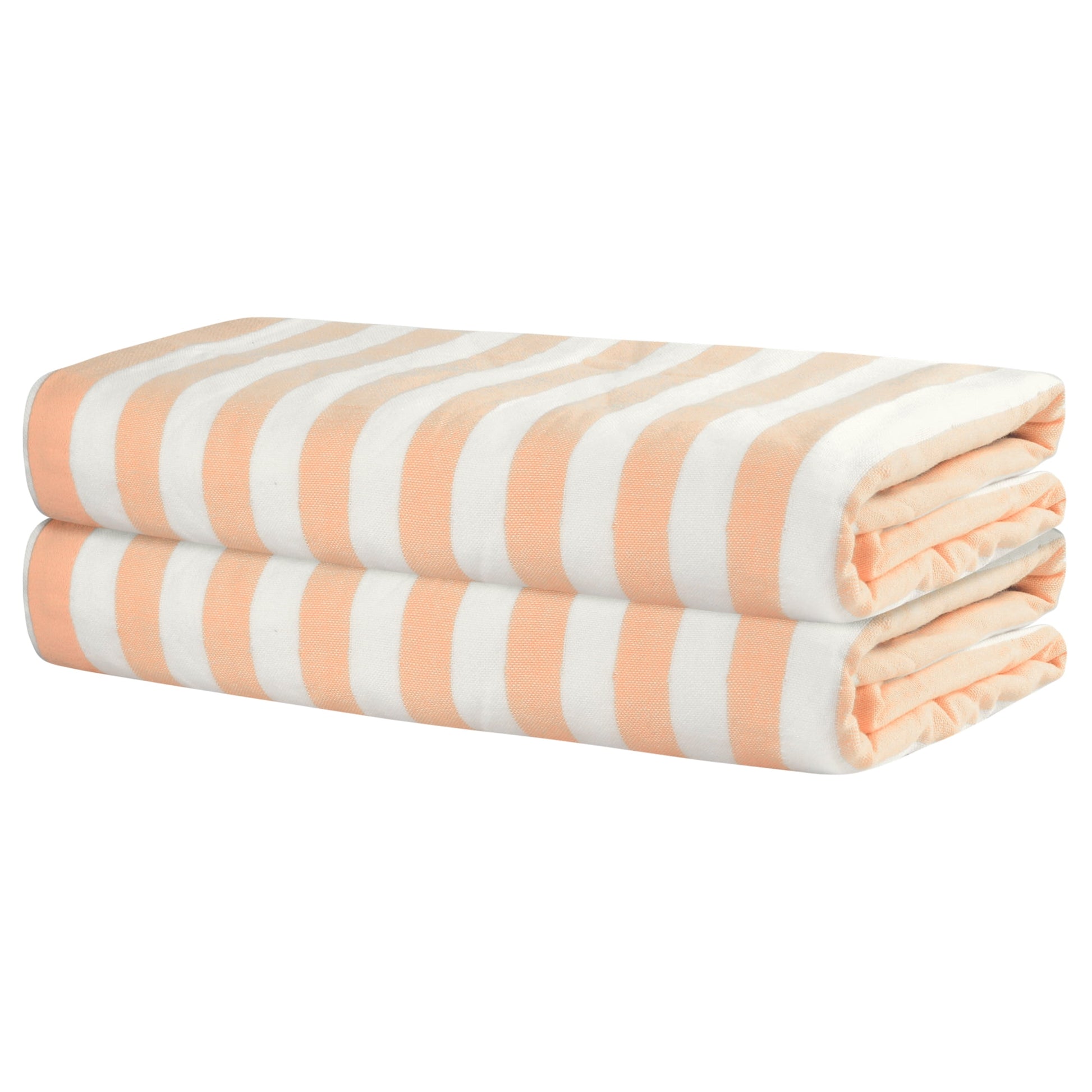 Unique Bargains Stripe 2 Pack Bath Towels Set Cotton Lightweight Towels for Bathroom Green 28" x 56"