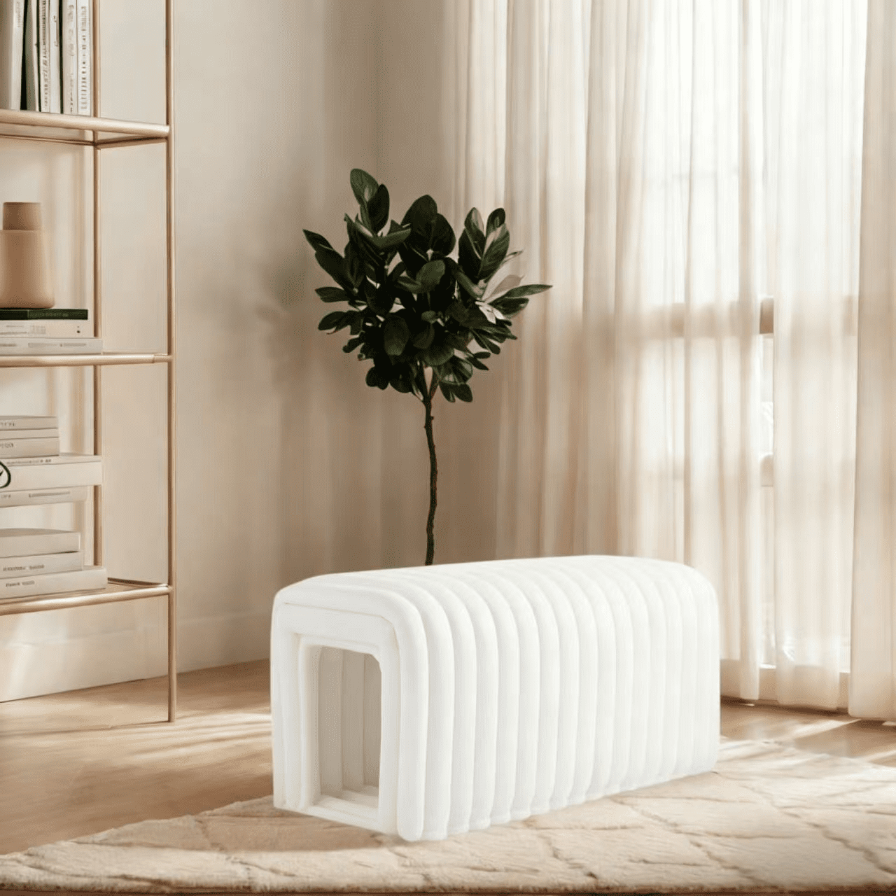 Howcool Banco Otomano de Pana con Escondite para Gatos, Banco Tapizado de Felpa de 33" Ideal para Almacenamiento de Mantas en Sala de Estar y Dormitorio, Rosa