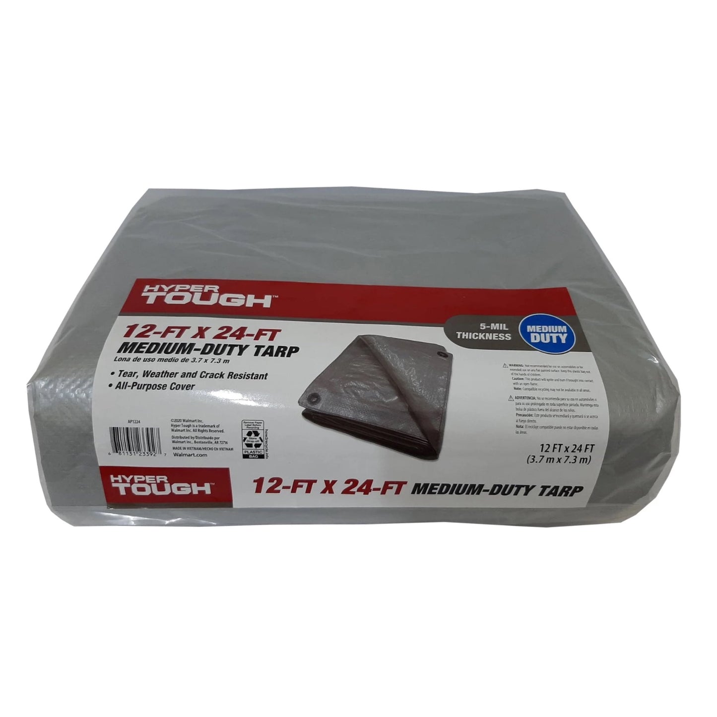 Hyper Tough Lona de Uso Medio de 12' x 24', Gris