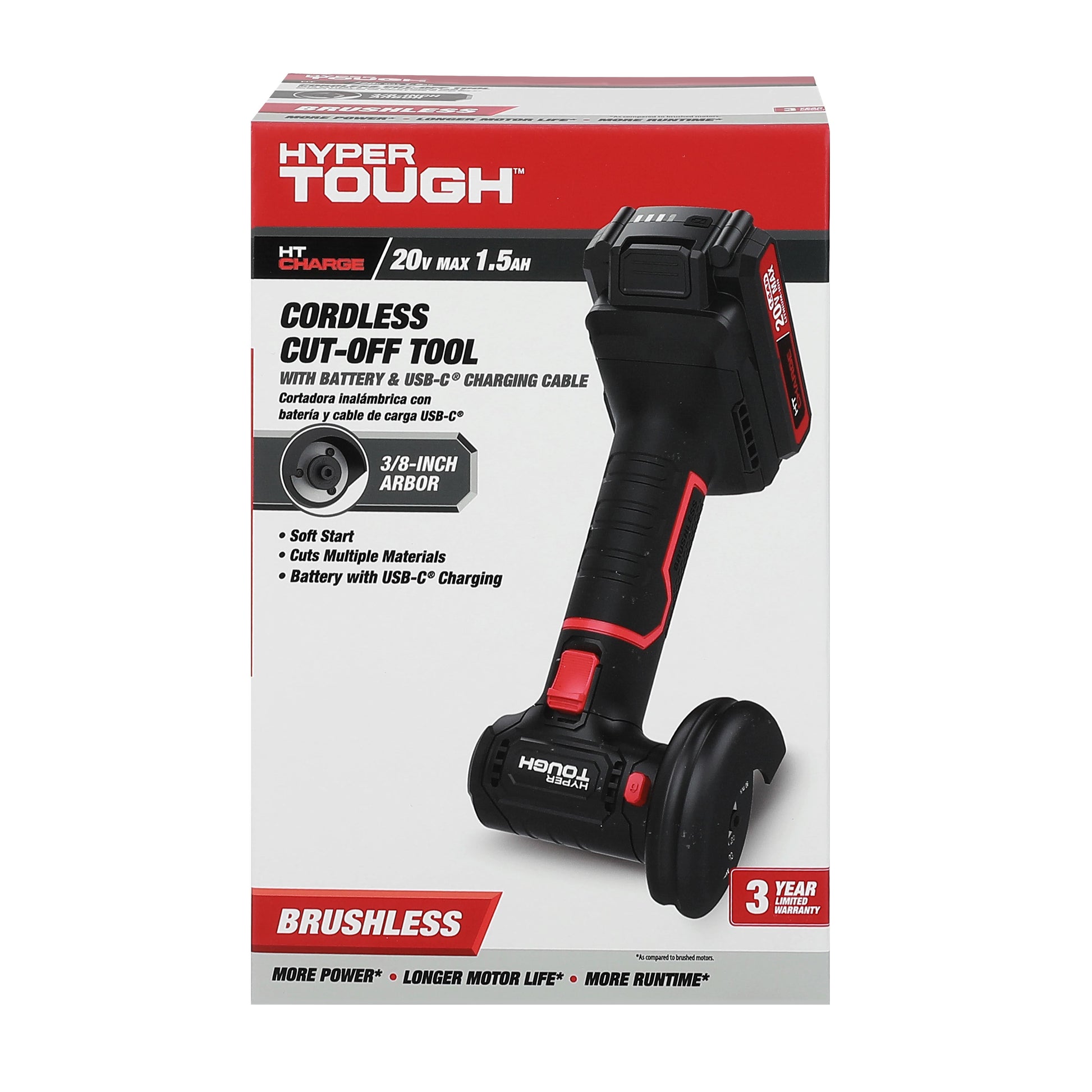 Hyper Tough 20V Brushless 3/8-inch Cordless Cut-Off Tool, Battery & Charger