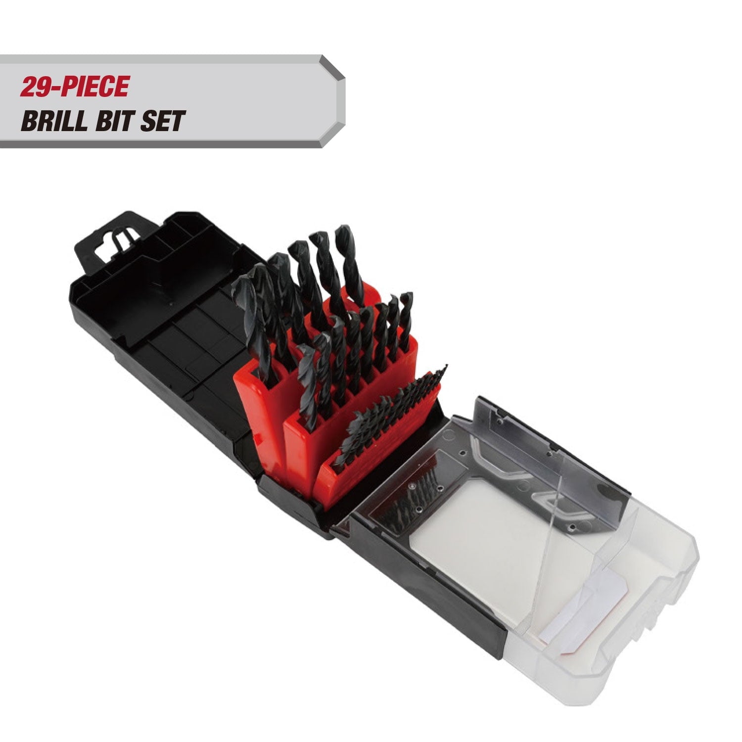 Hyper Tough 29-Piece Drill Bit Set with Case, Black Oxide
