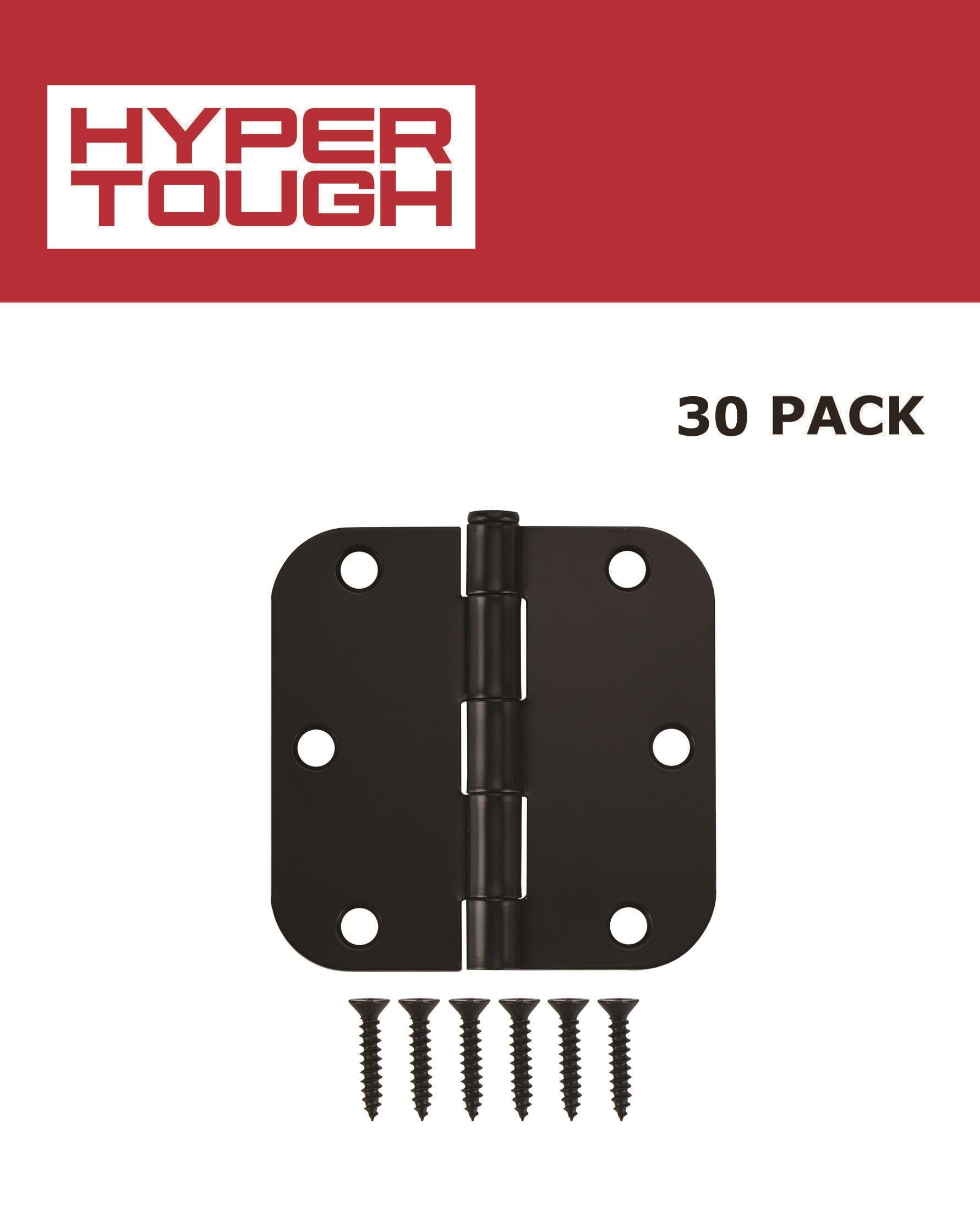 Hyper Tough 3-1/2 in. Round Corner Squeak-Free Hinge, Matte Black, 30 Pack
