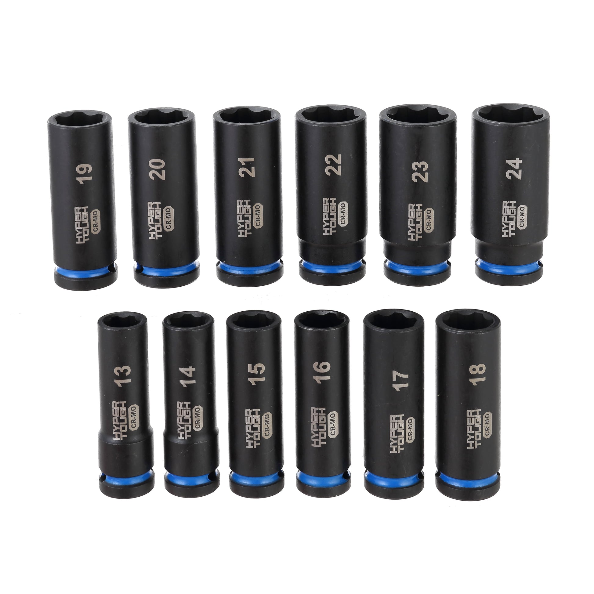 Hyper Tough 1/2-Inch Drive Impact Deep Socket Set, Metric, 12 Pieces