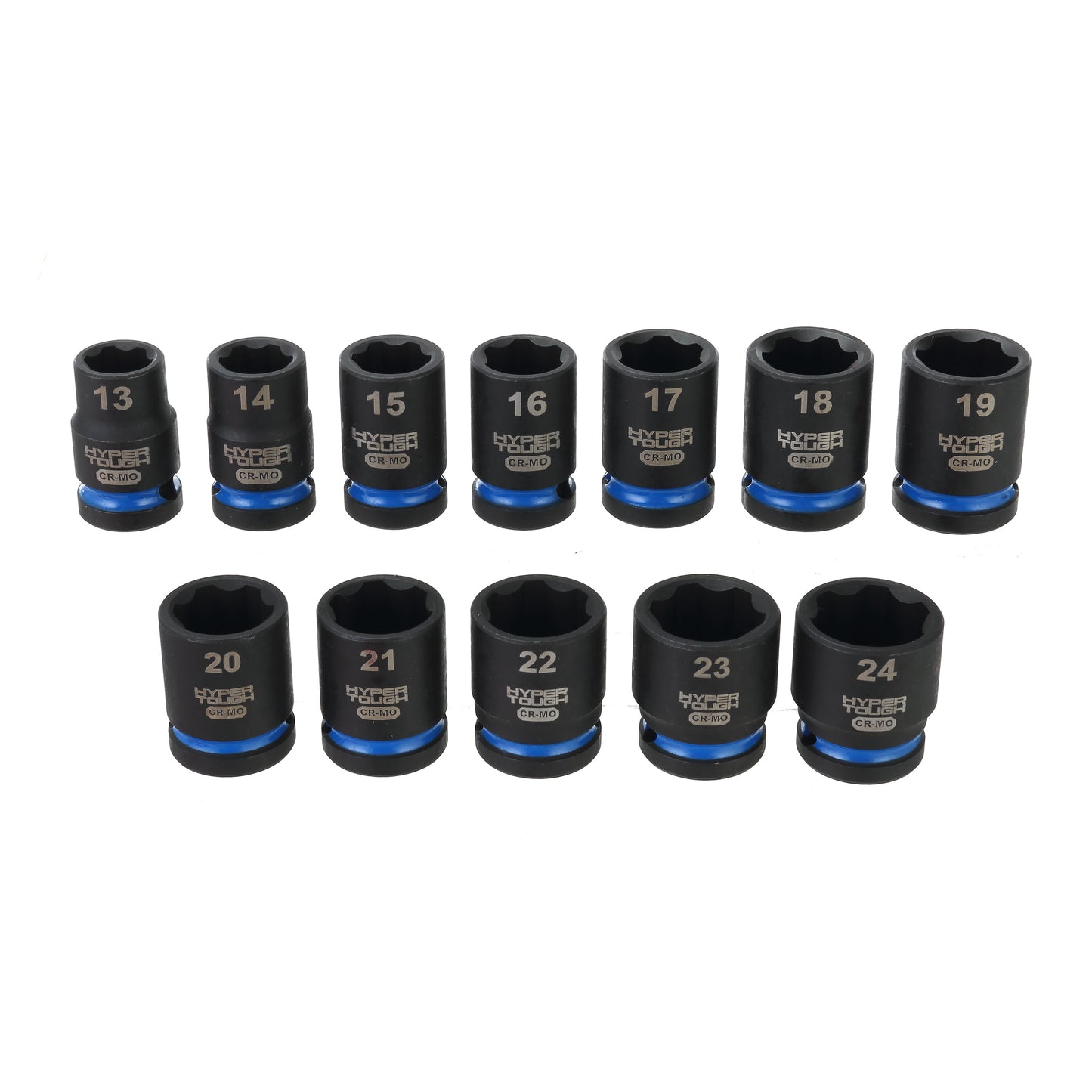 Hyper Tough 1/2-Inch Drive Impact Shallow Socket Set, Metric, 12 Pieces