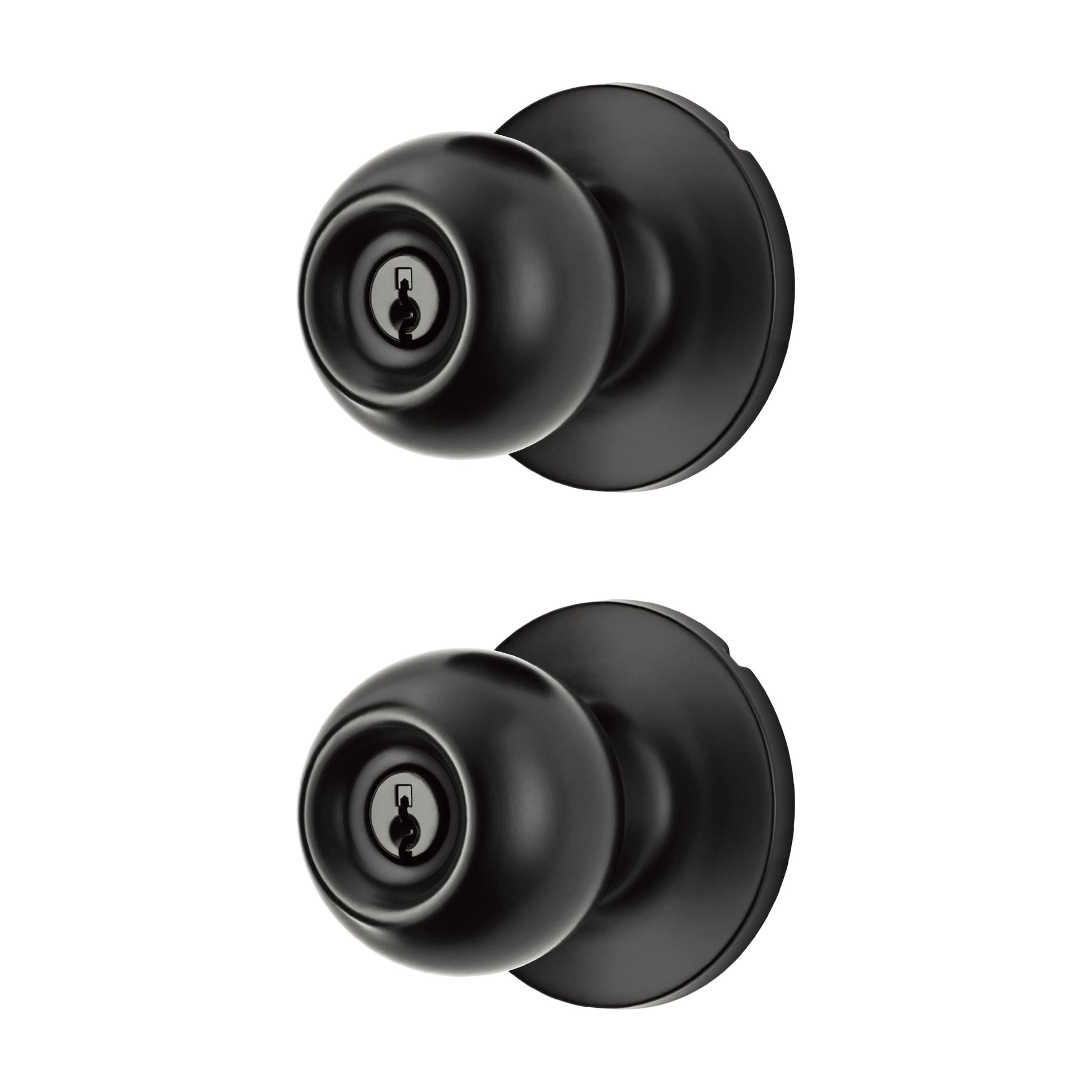 Two Keyed Entry Ball Locking Doorknobs MB Finish Twin Pack