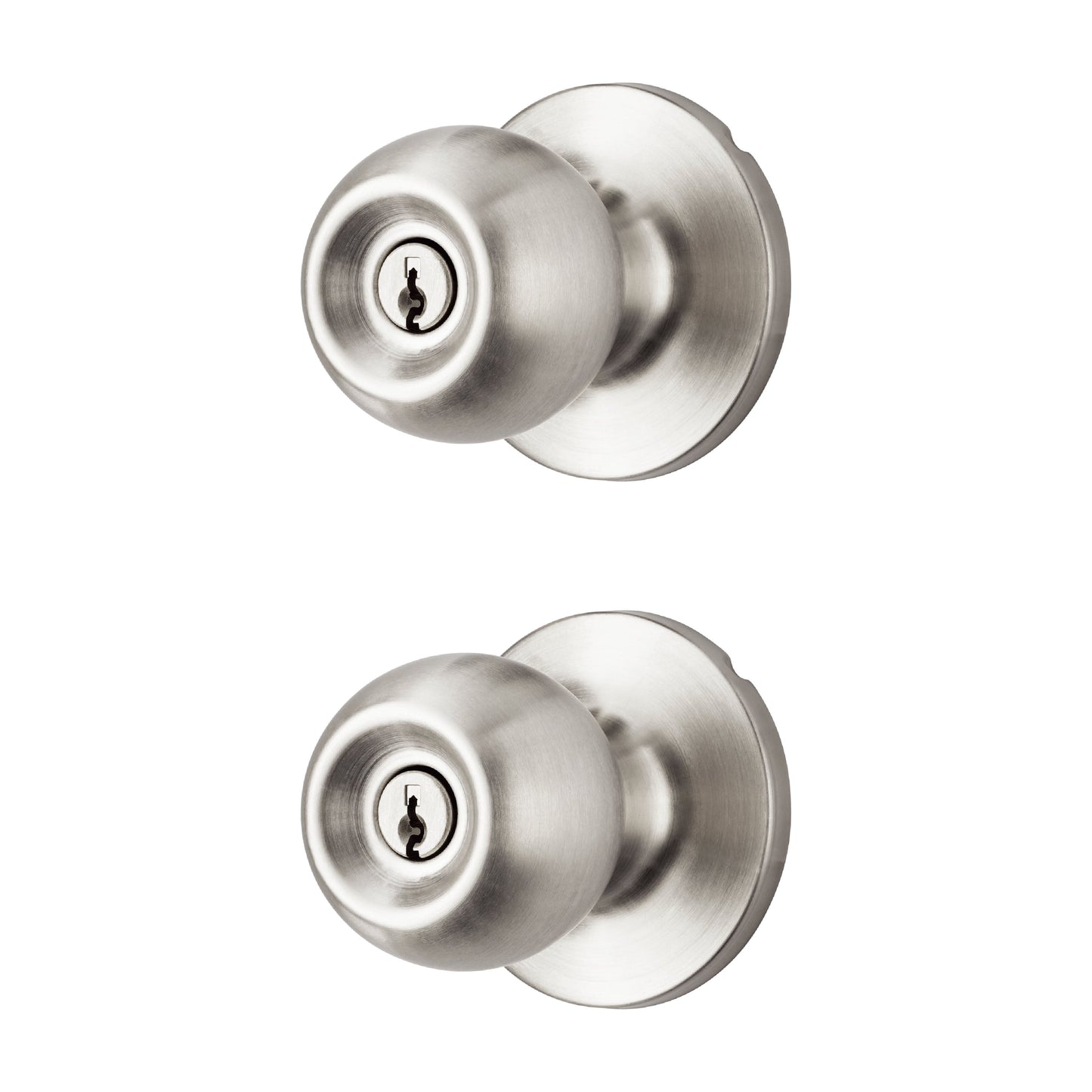 Hyper Tough Keyed Entry Ball Lock Doorknobs with Stainless Steel Finish, Twin Pack