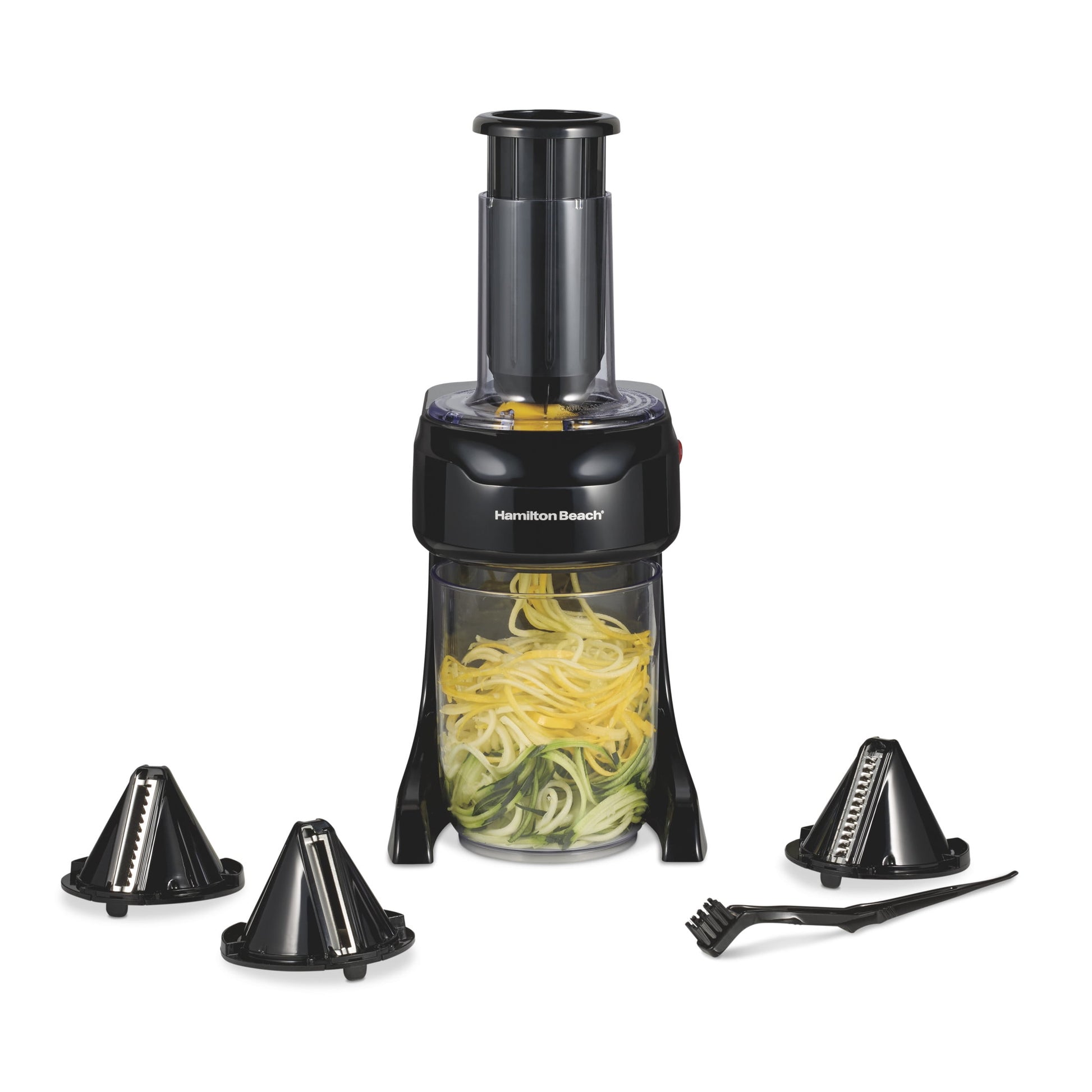Hamilton Beach Espiralizador ElÃ©ctrico 3 en 1, 3 Conos de Corte, Agarre MetÃ¡lico para Alimentos, Capacidad para 6 Tazas, Modelo 70930
