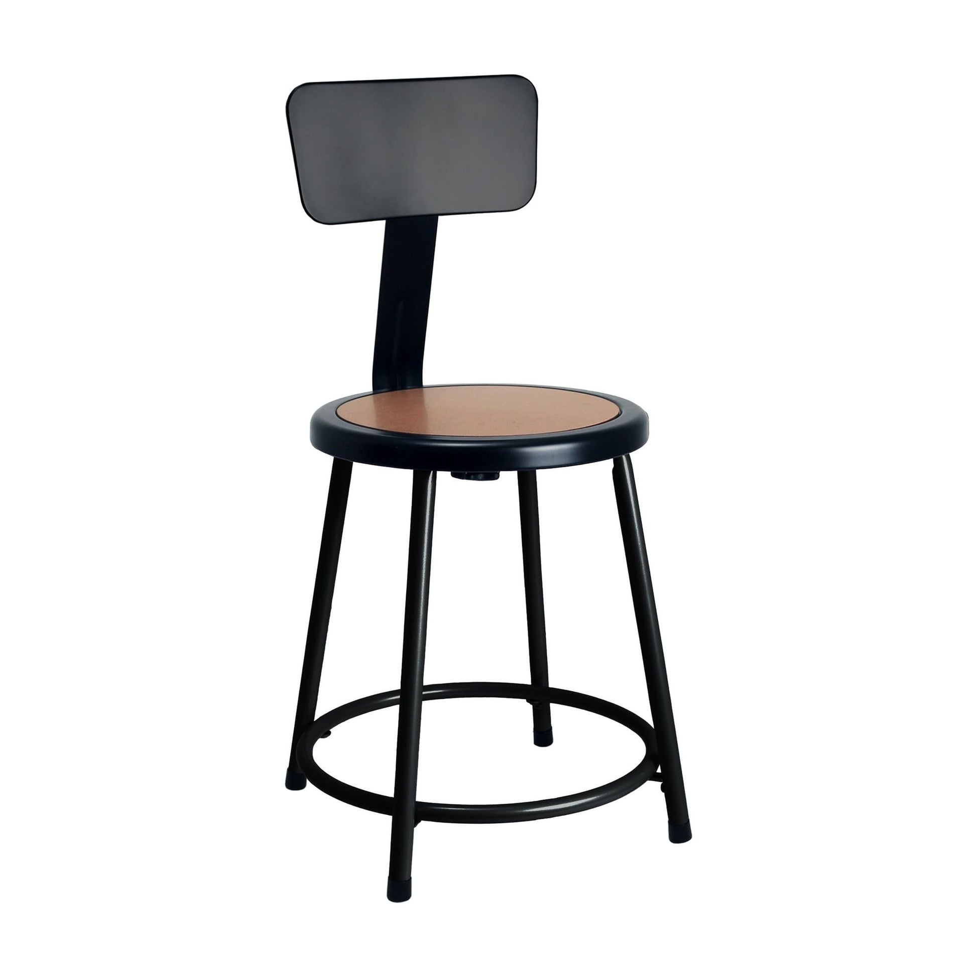 Hampden Furnishings Felix Collection 18-Inch Steel Stool with Backrest, Black, AssemblyReady