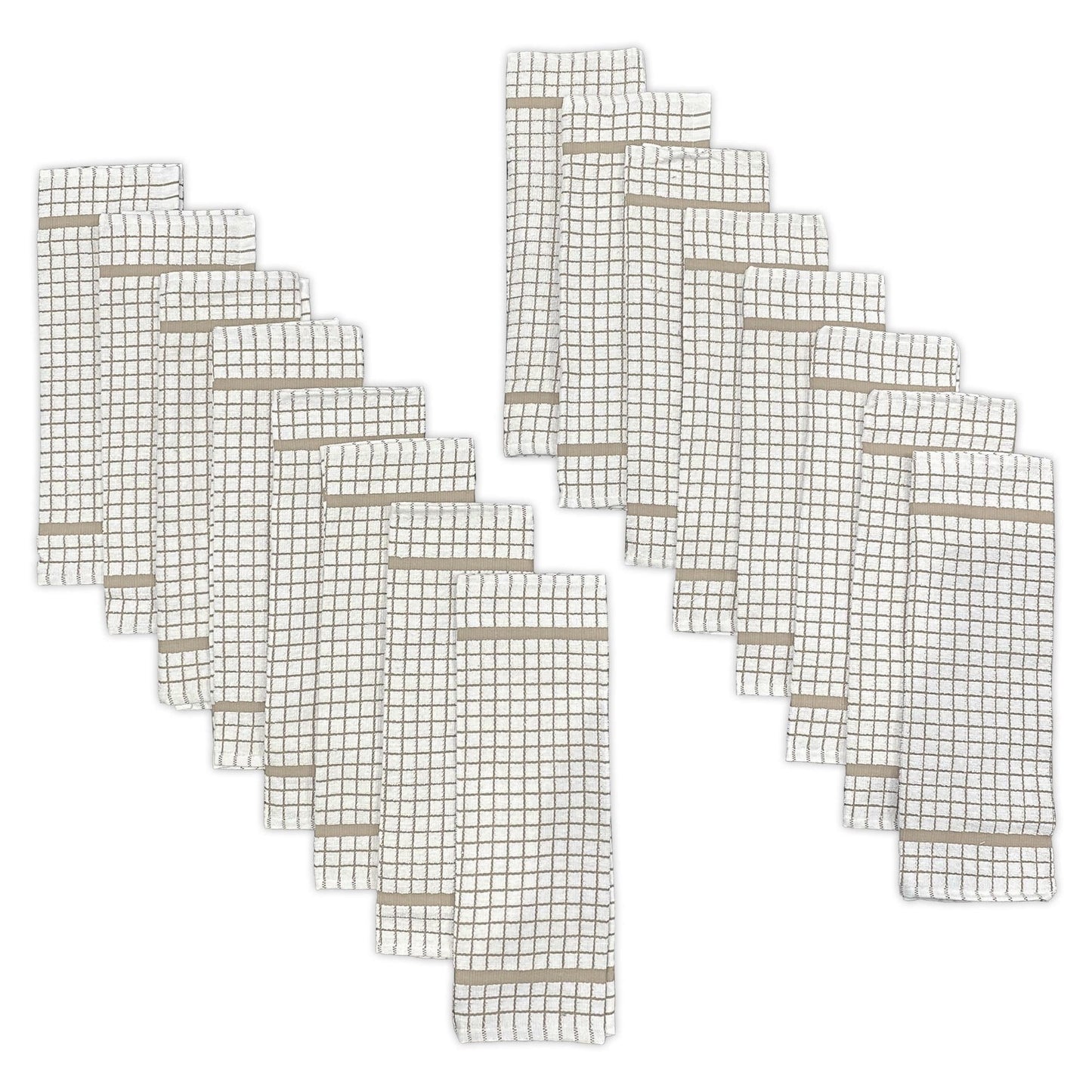 Hampton 16-Piece Check Dishcloth Set in Beige