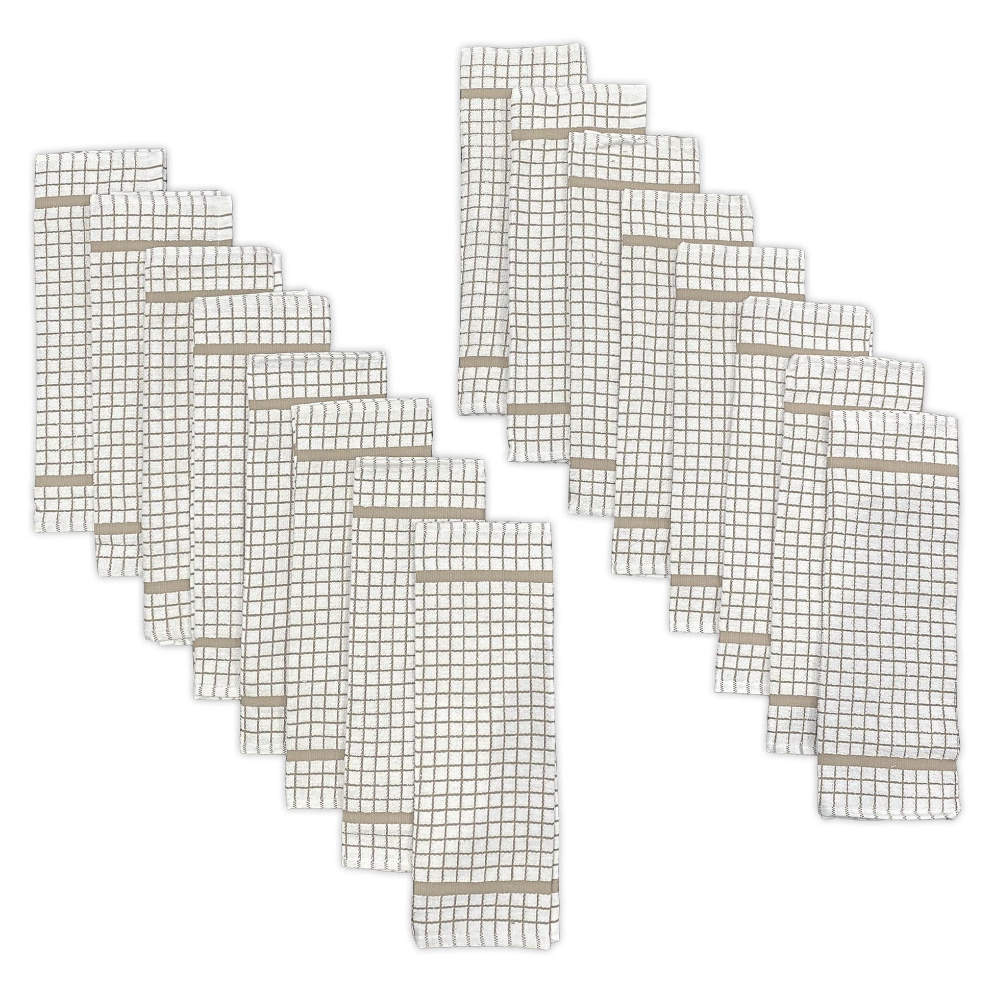 Hampton 16-Piece Check Dishcloth Set in Beige