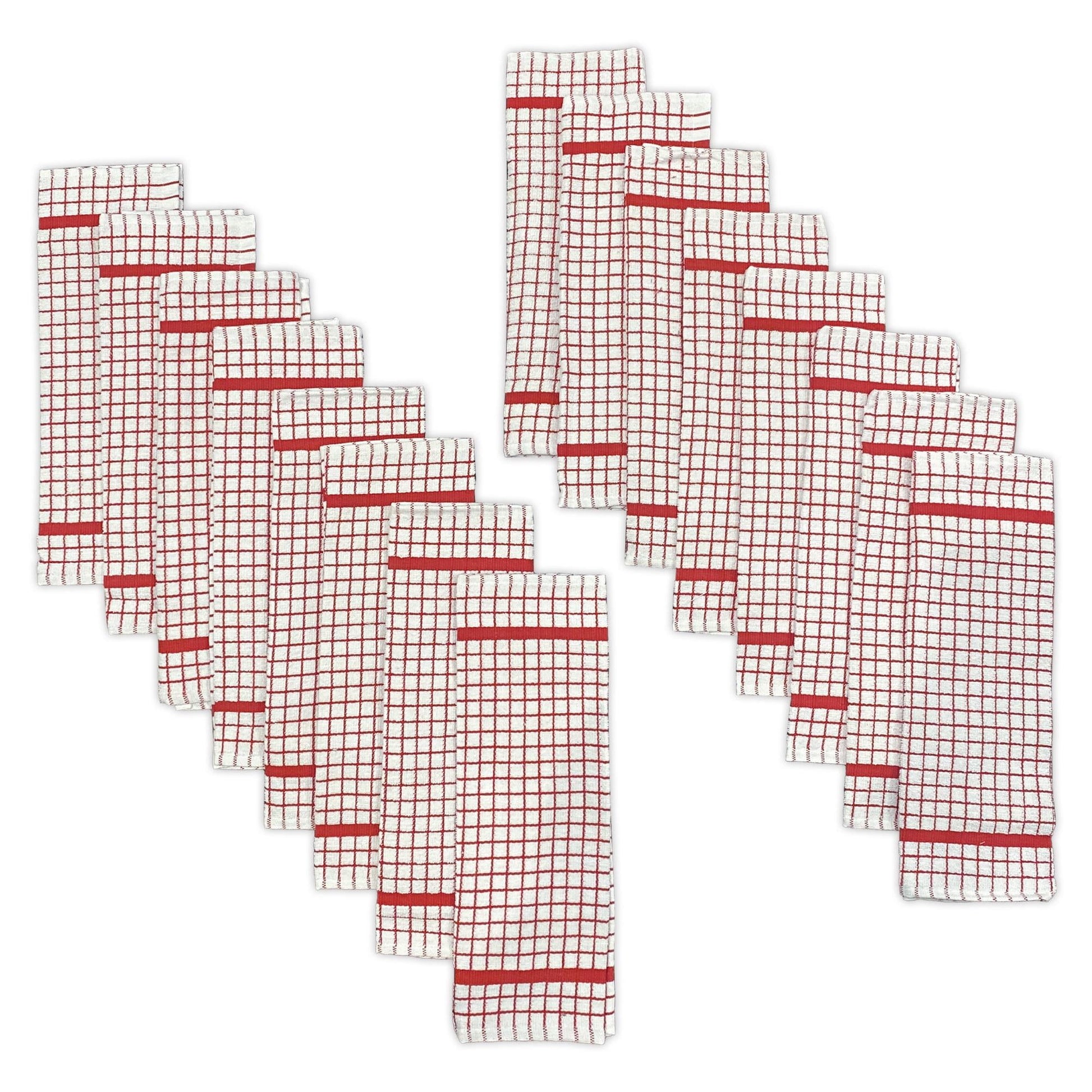 Hampton 16-Piece Check Dishcloth Set in Red
