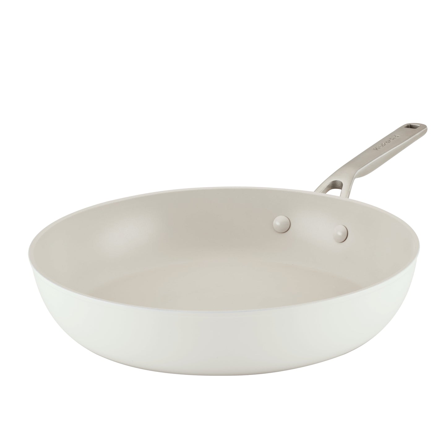 KitchenAid Hard Anodized 12.25 Inch Ceramic Nonstick Frying Pan, Oven Safe to 500Â°F, Porcelain White